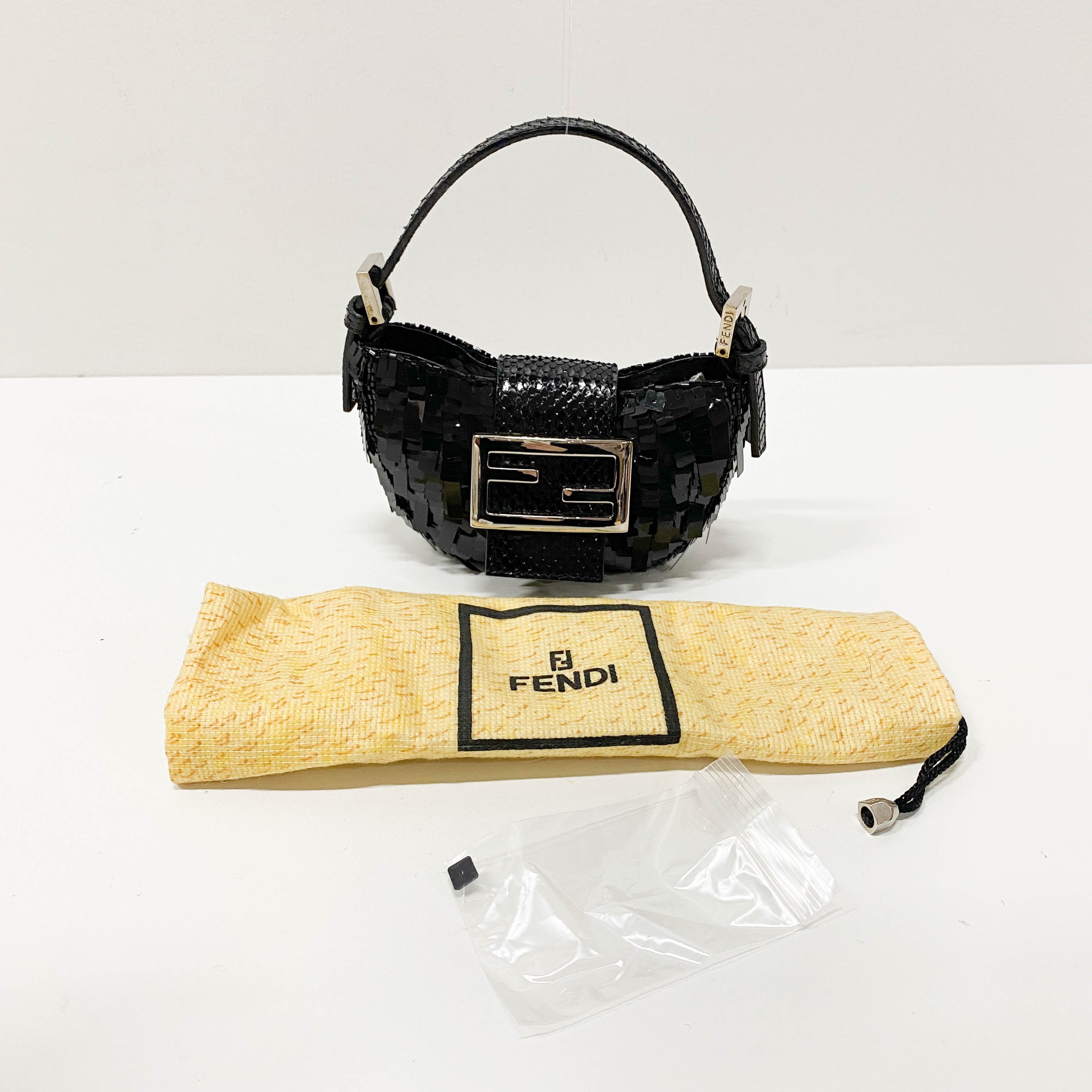 Croissant Mini Black Sequin Handbag