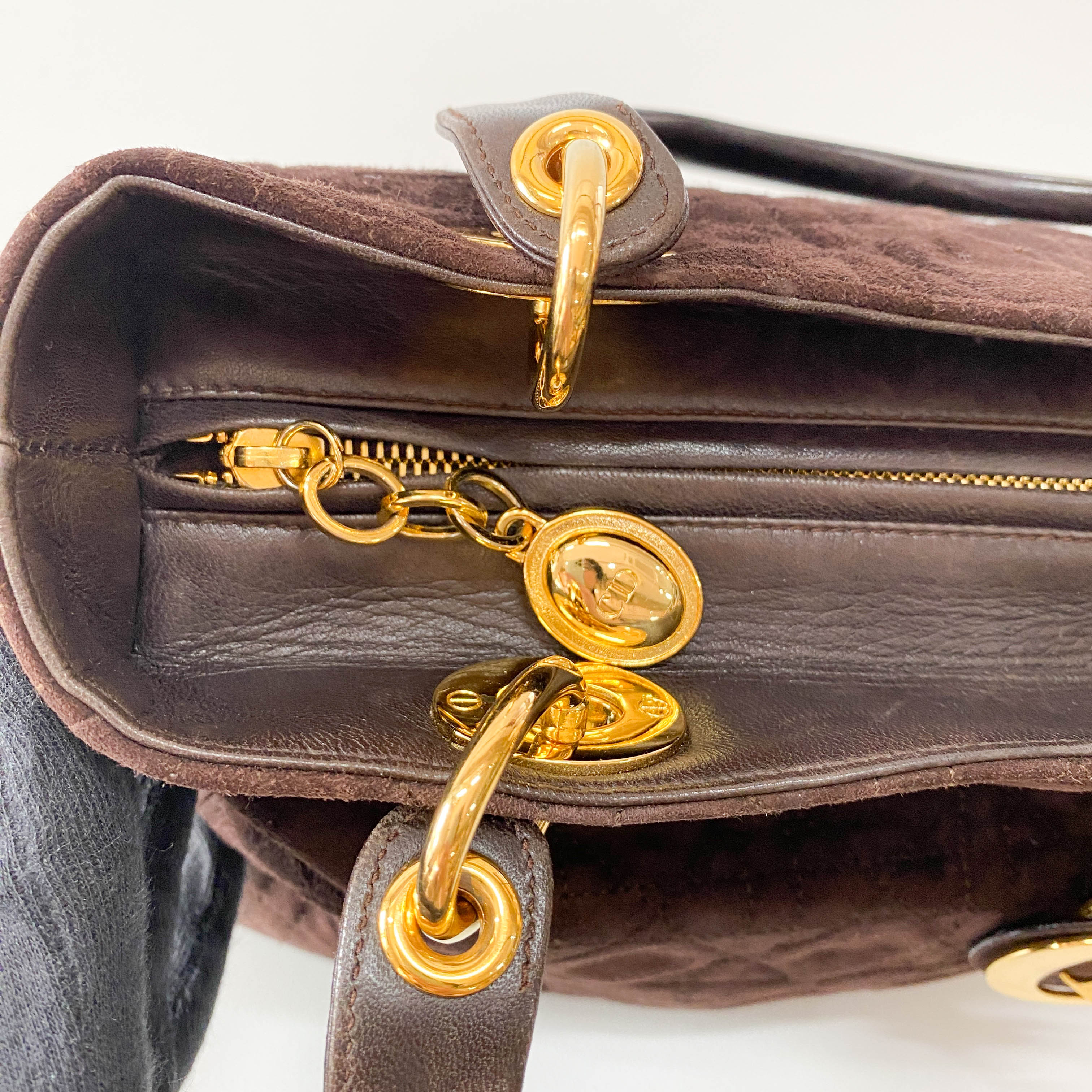 Lady Dior Brown Cannage Suede Bag