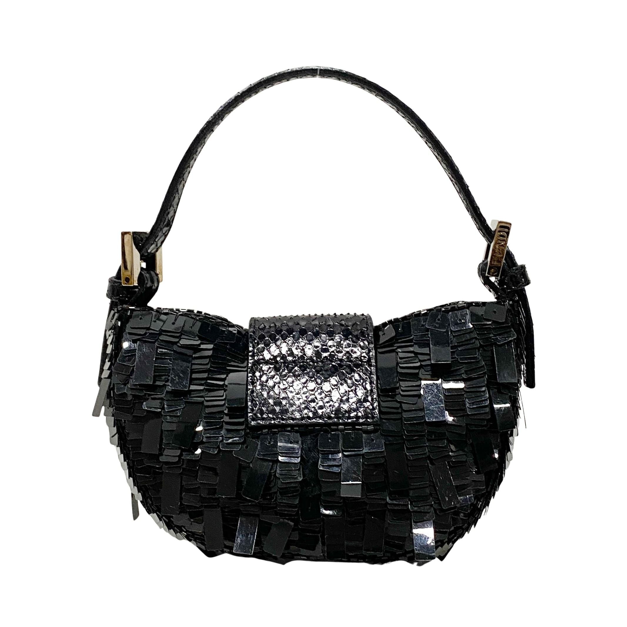 Croissant Mini Black Sequin Handbag