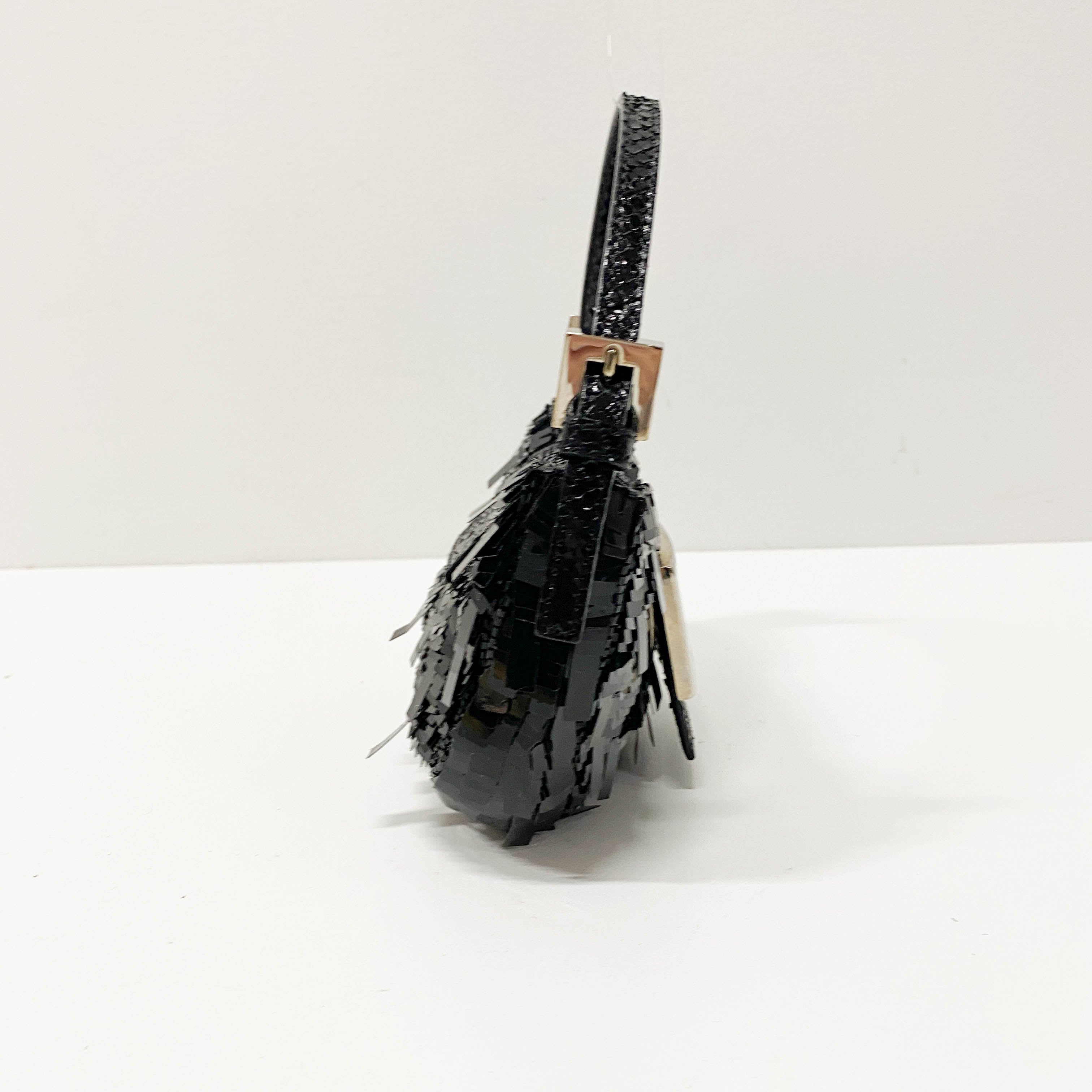 Croissant Mini Black Sequin Handbag