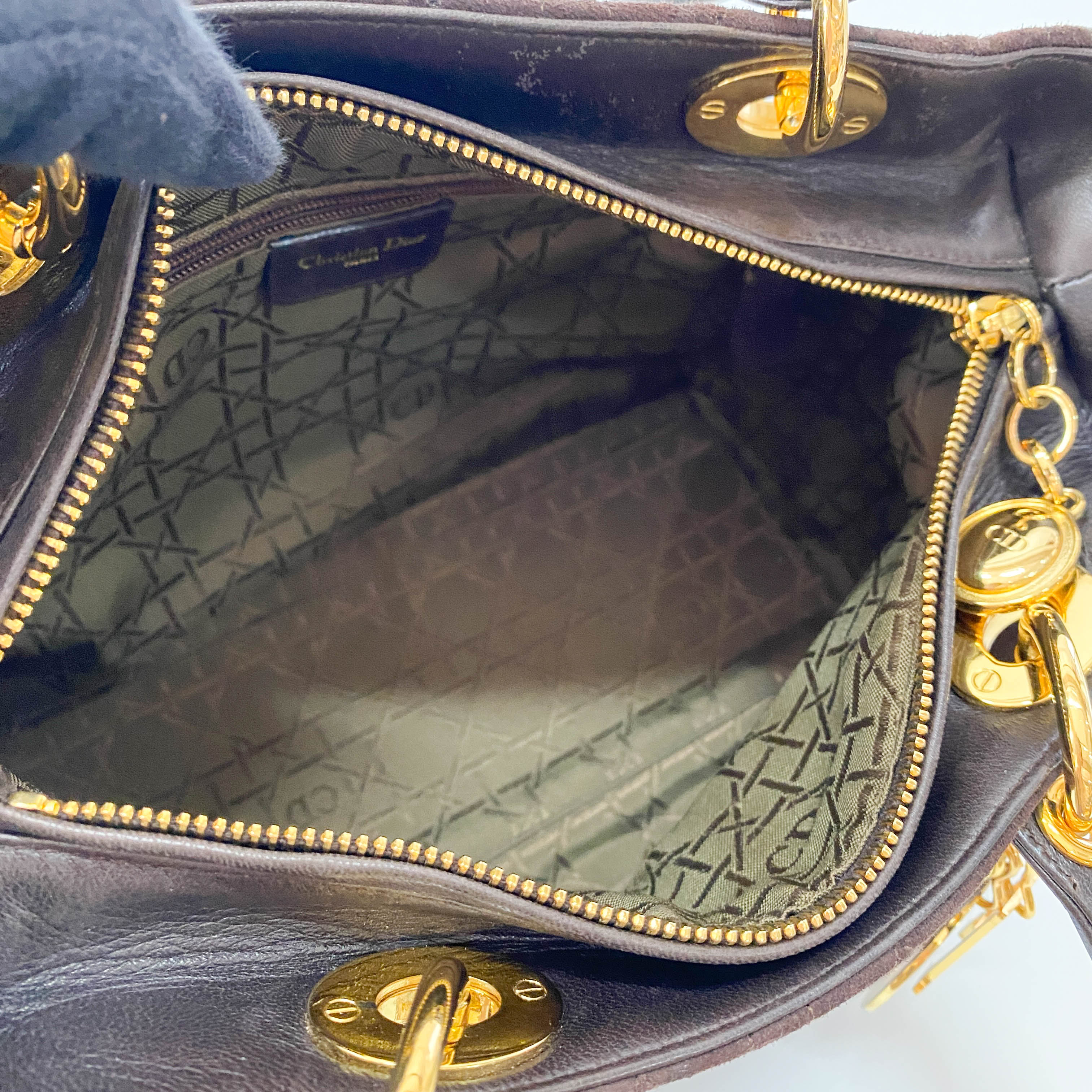 Lady Dior Brown Cannage Suede Bag