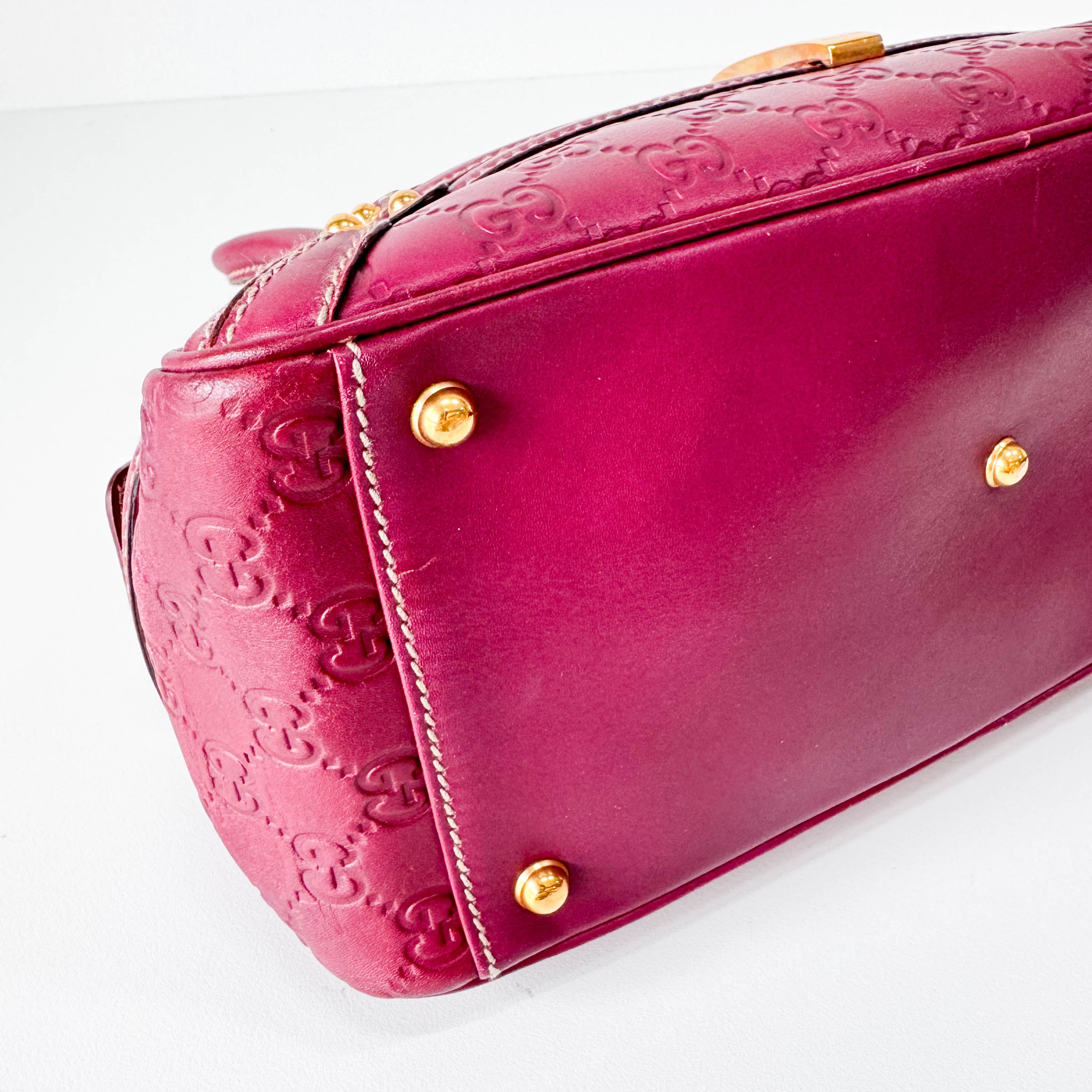 Leather Burgundy Horsebit Shoulder Bag
