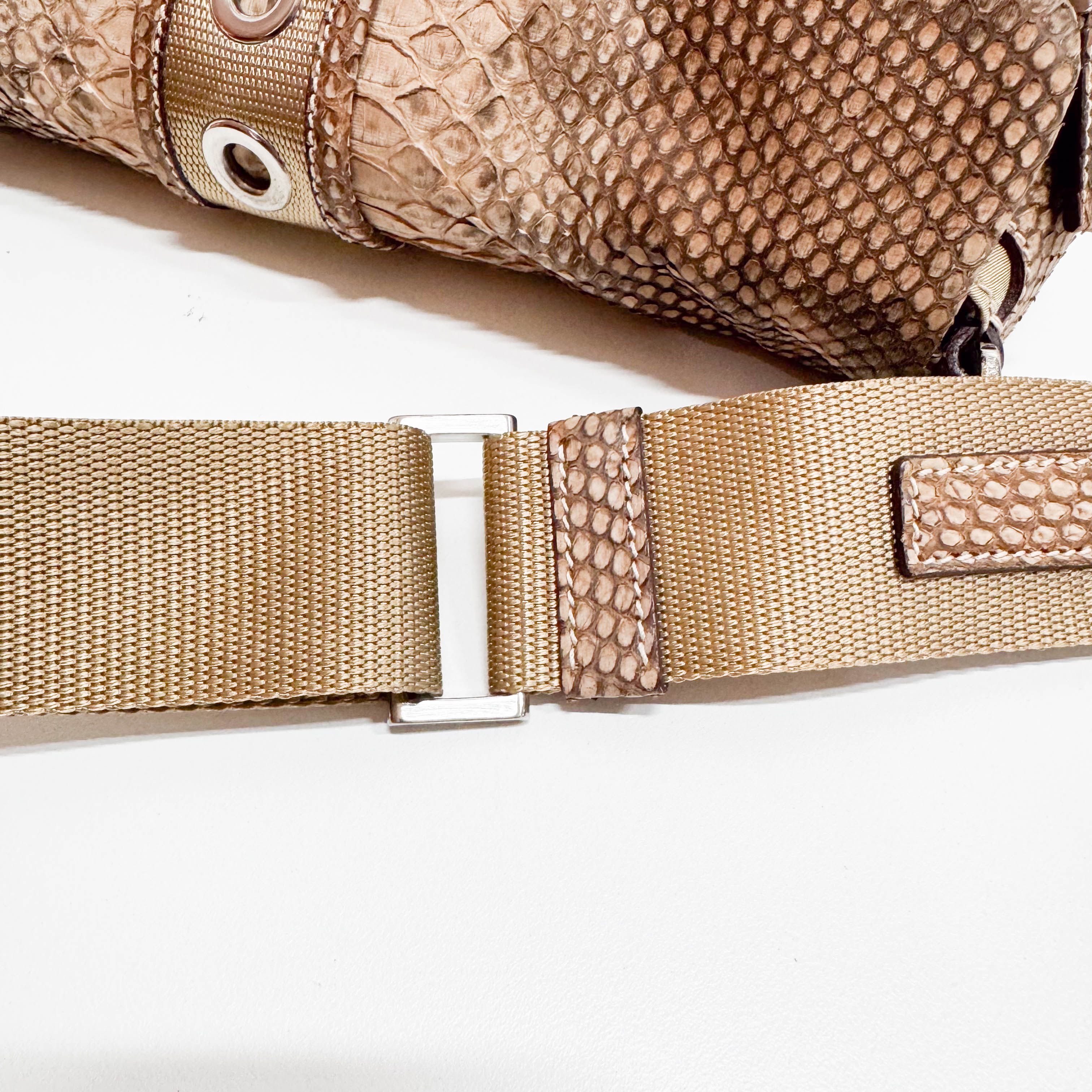 Vintage Brown Snake Mocha Nylon Shoulder Bag