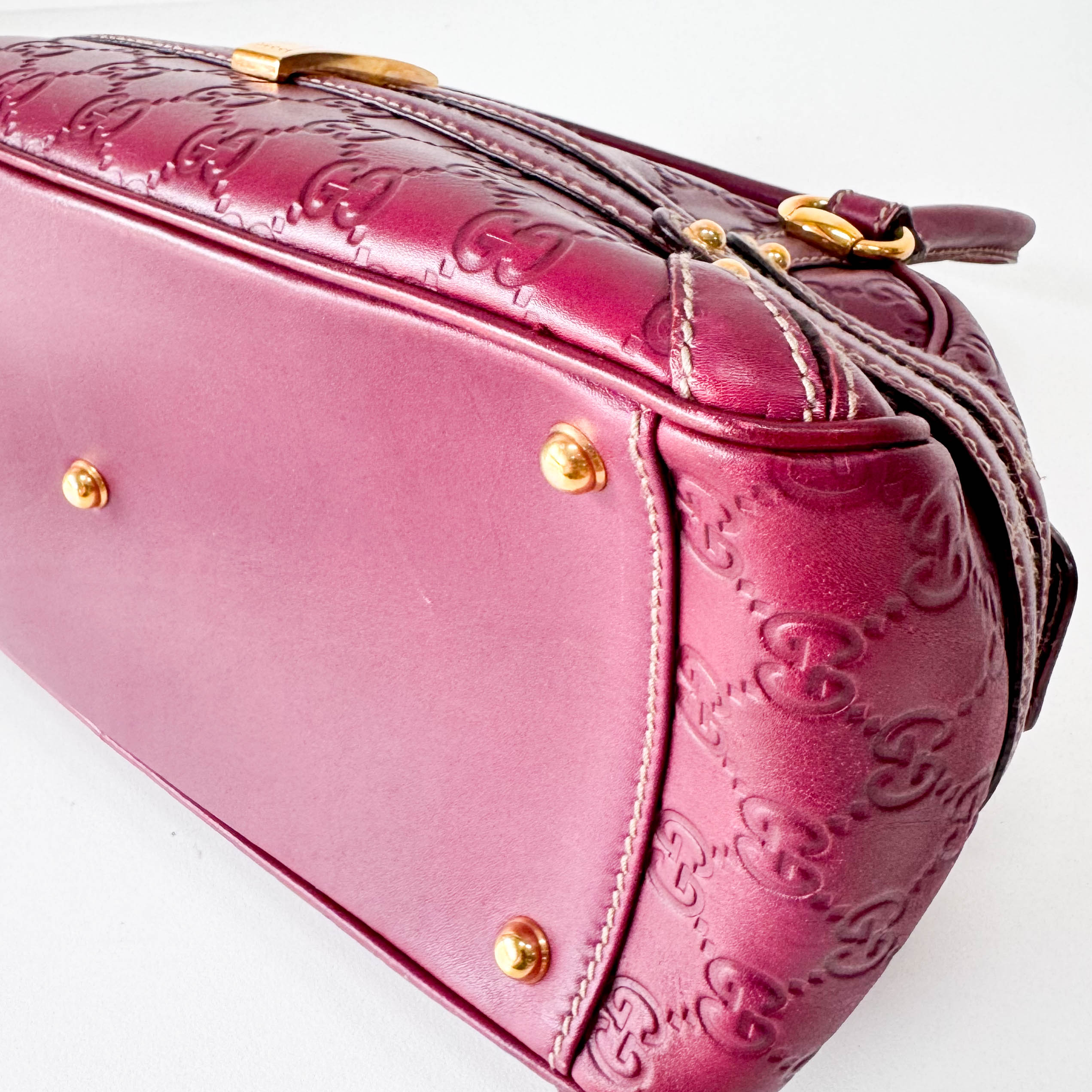 Leather Burgundy Horsebit Shoulder Bag