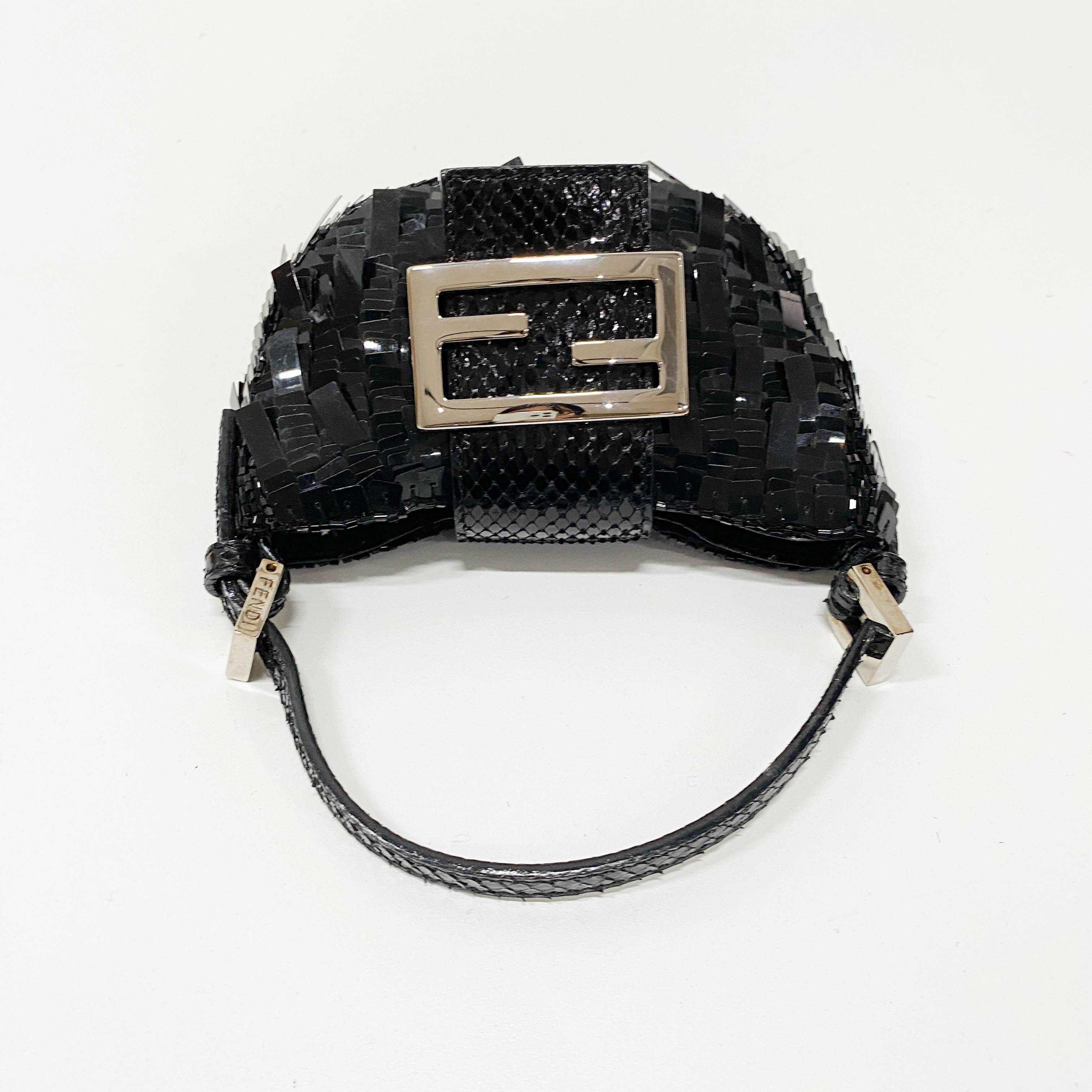 Croissant Mini Black Sequin Handbag