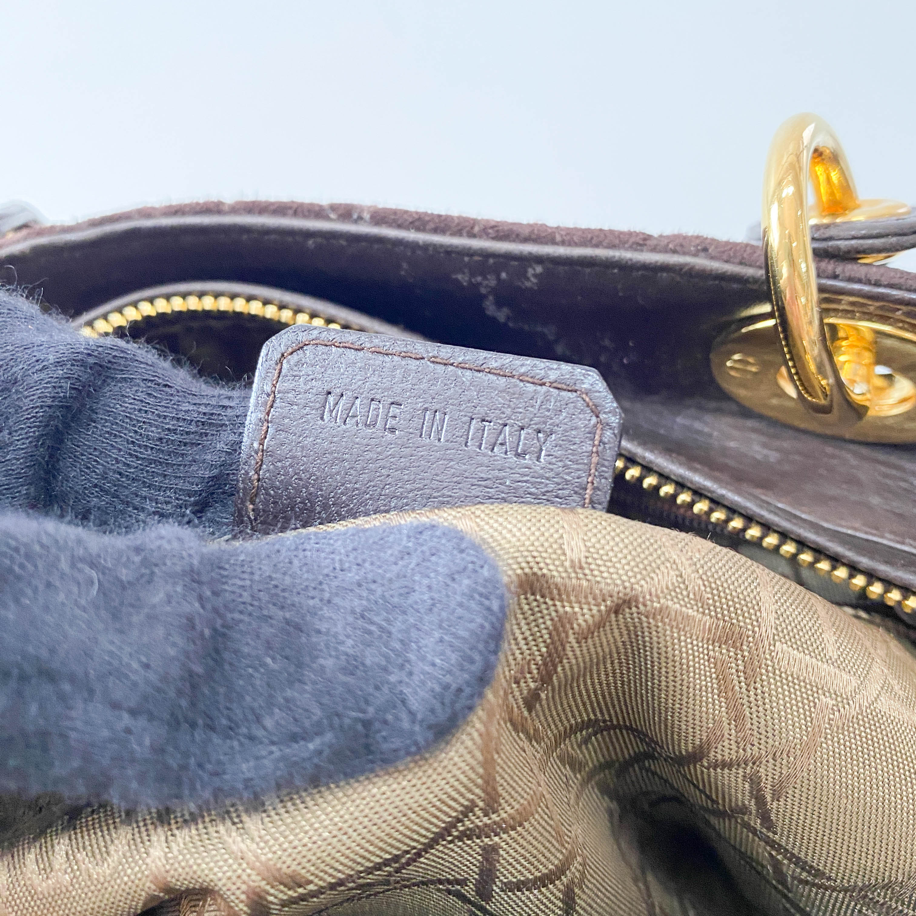 Lady Dior Brown Cannage Suede Bag