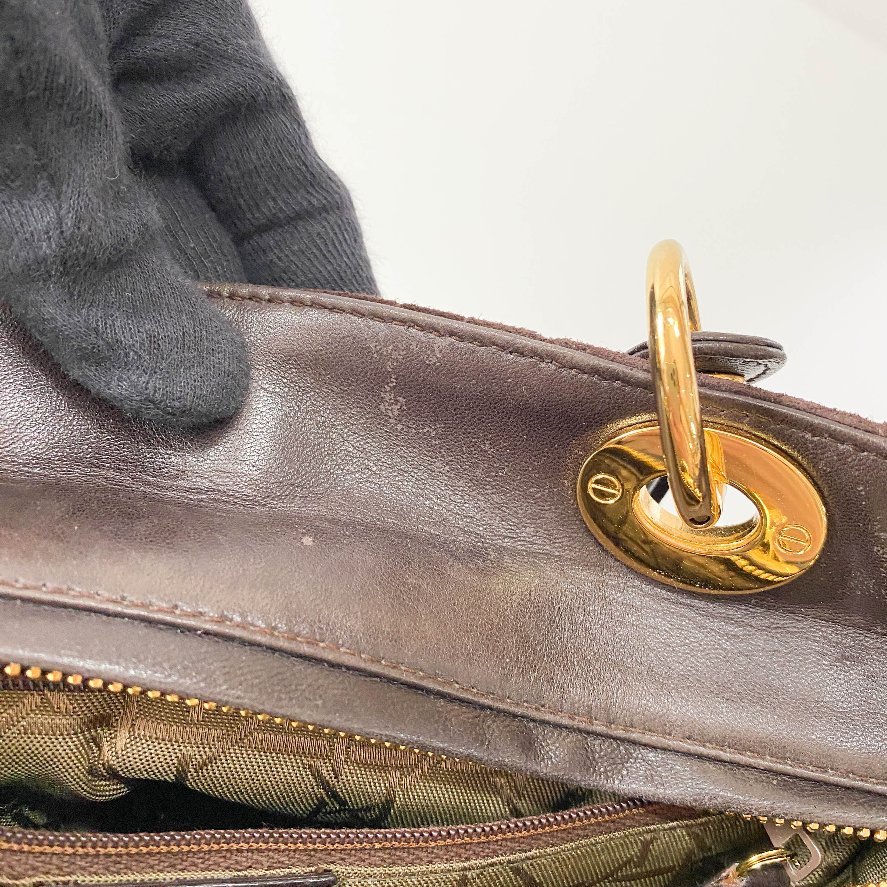 Lady Dior Brown Cannage Suede Bag