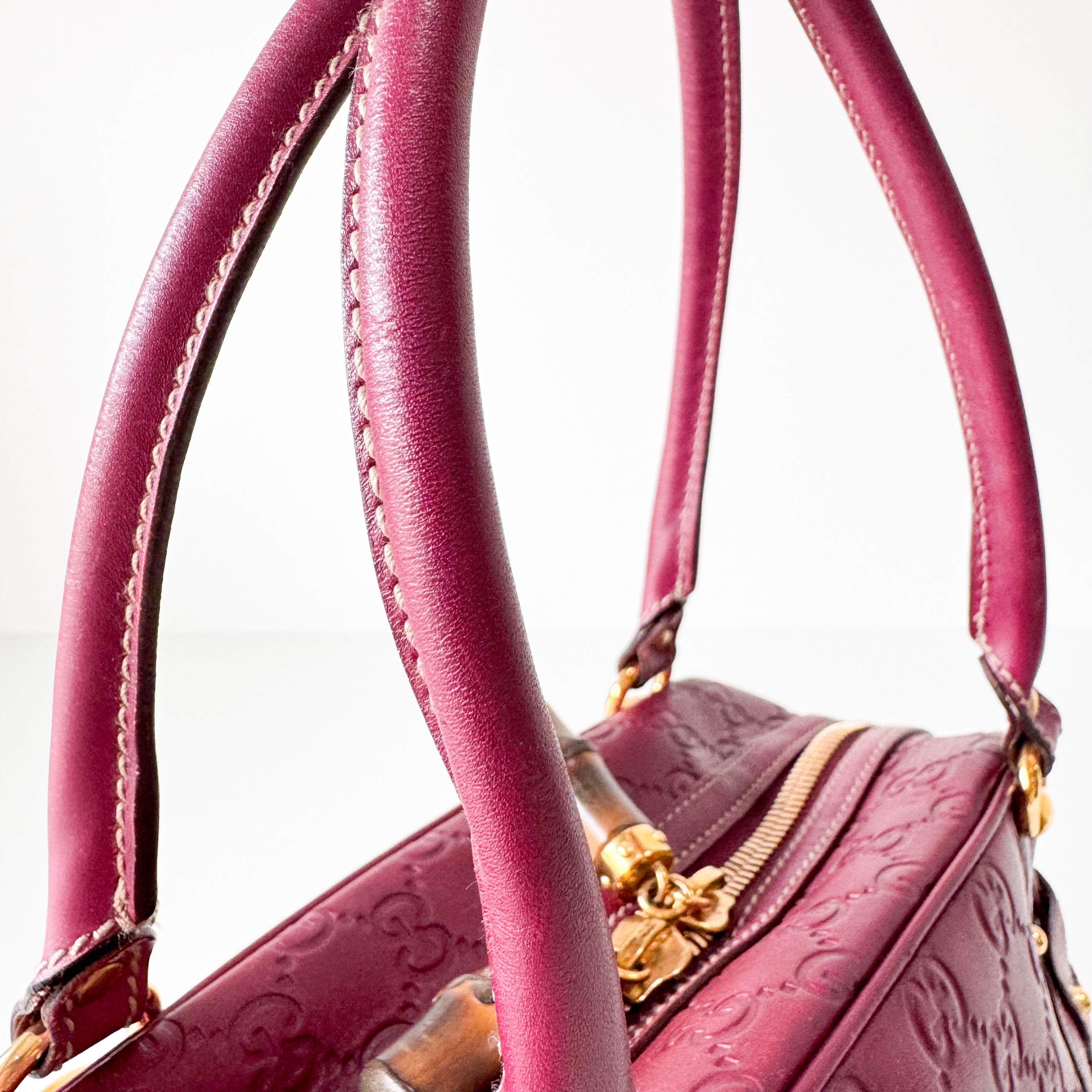 Leather Burgundy Horsebit Shoulder Bag