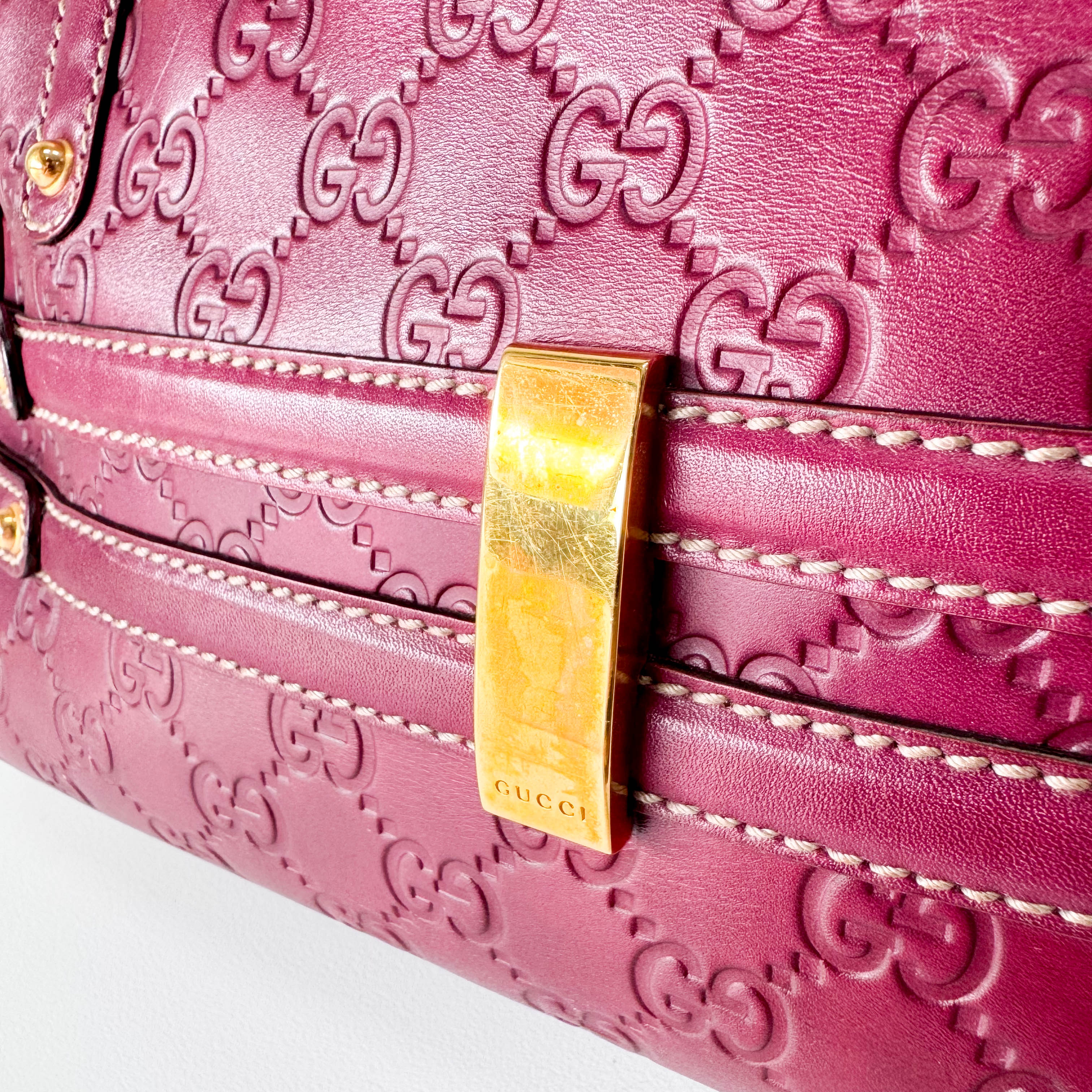 Leather Burgundy Horsebit Shoulder Bag