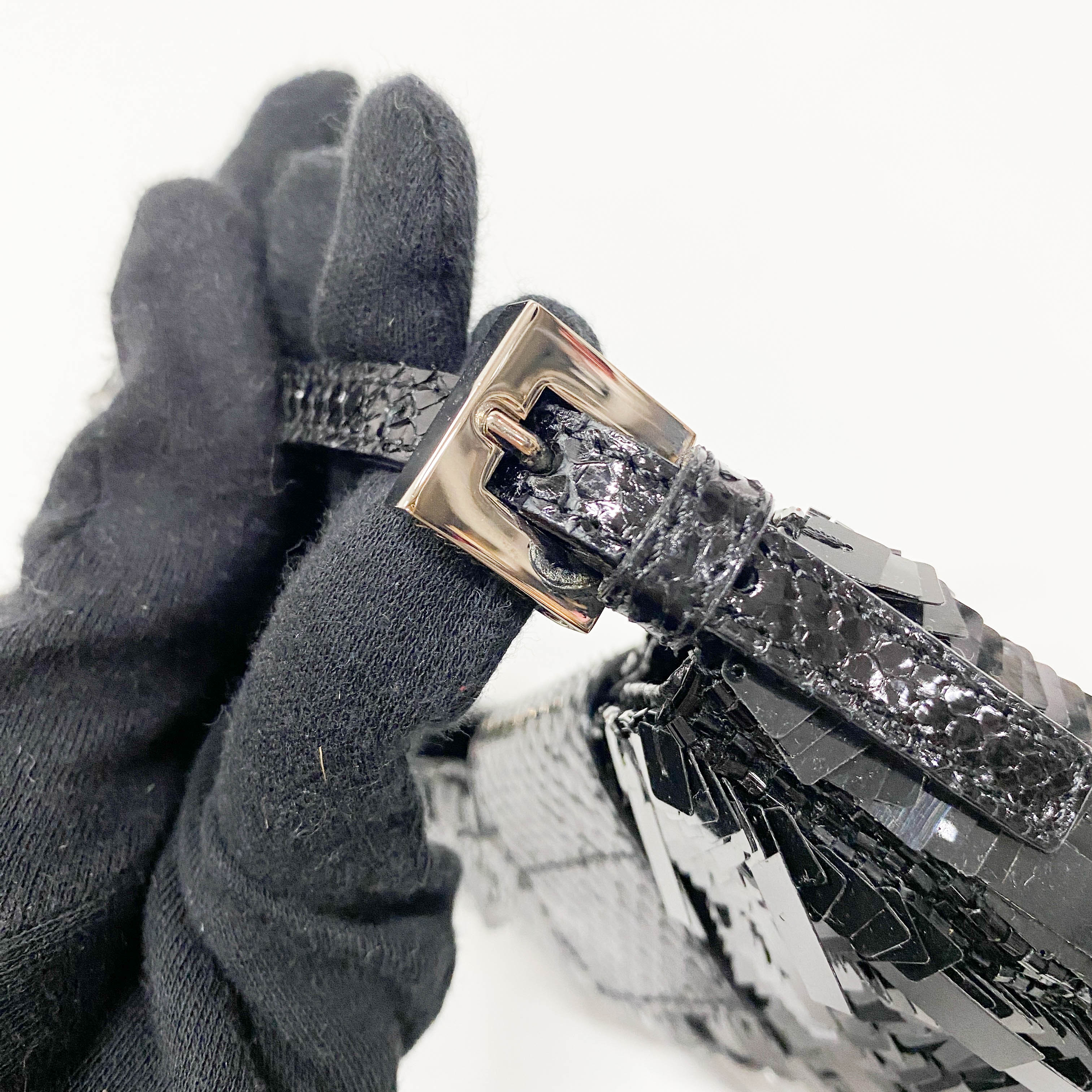 Croissant Mini Black Sequin Handbag