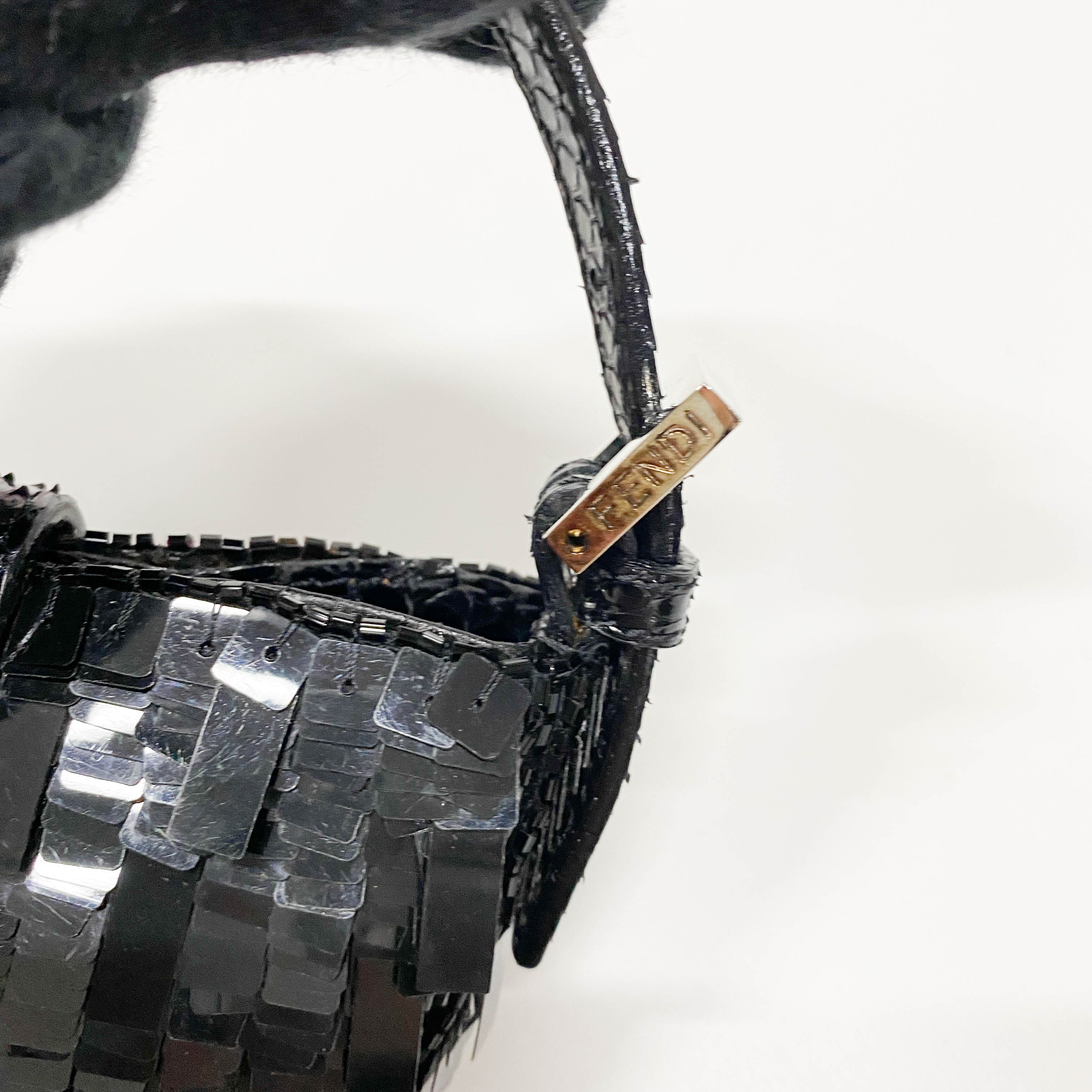 Croissant Mini Black Sequin Handbag