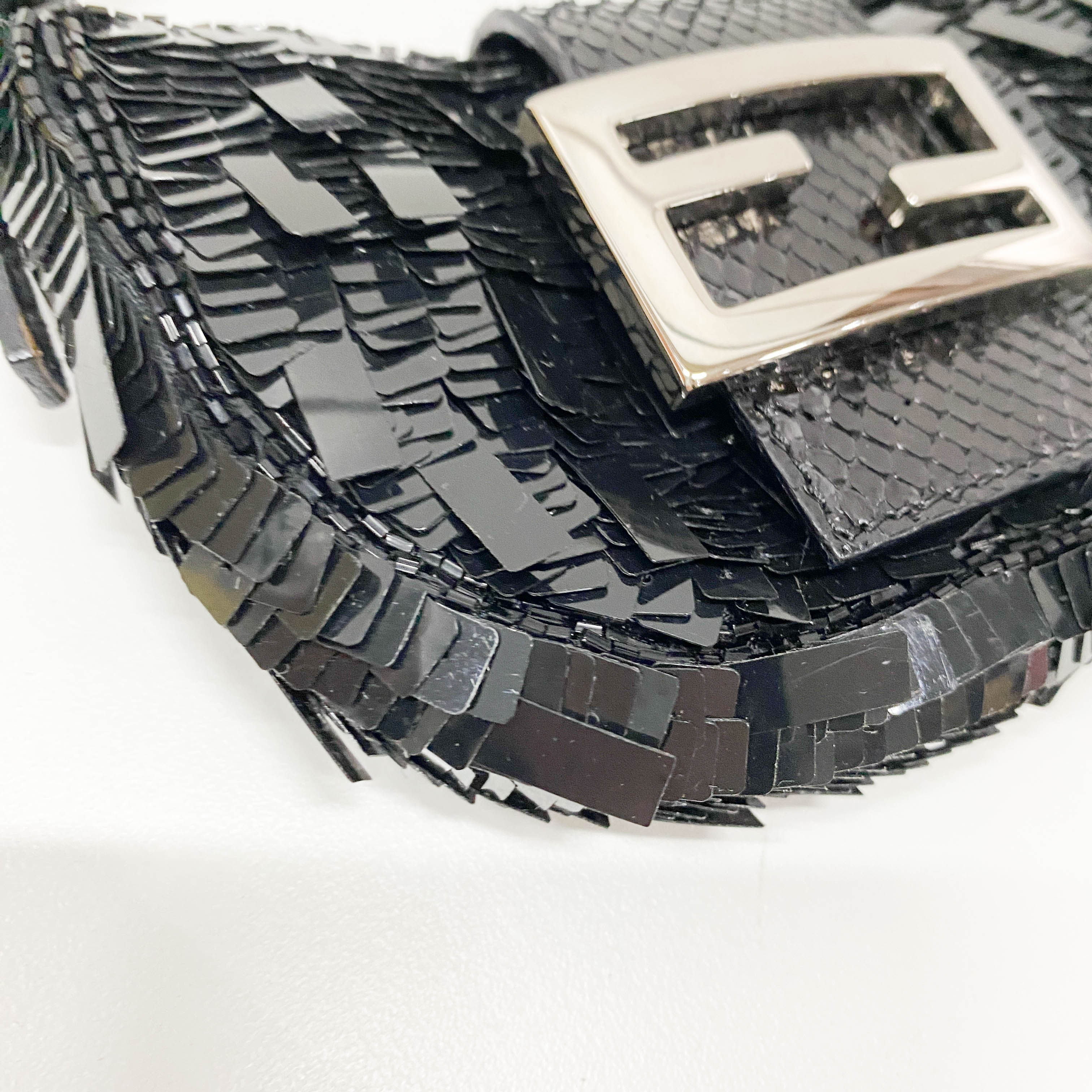 Croissant Mini Black Sequin Handbag