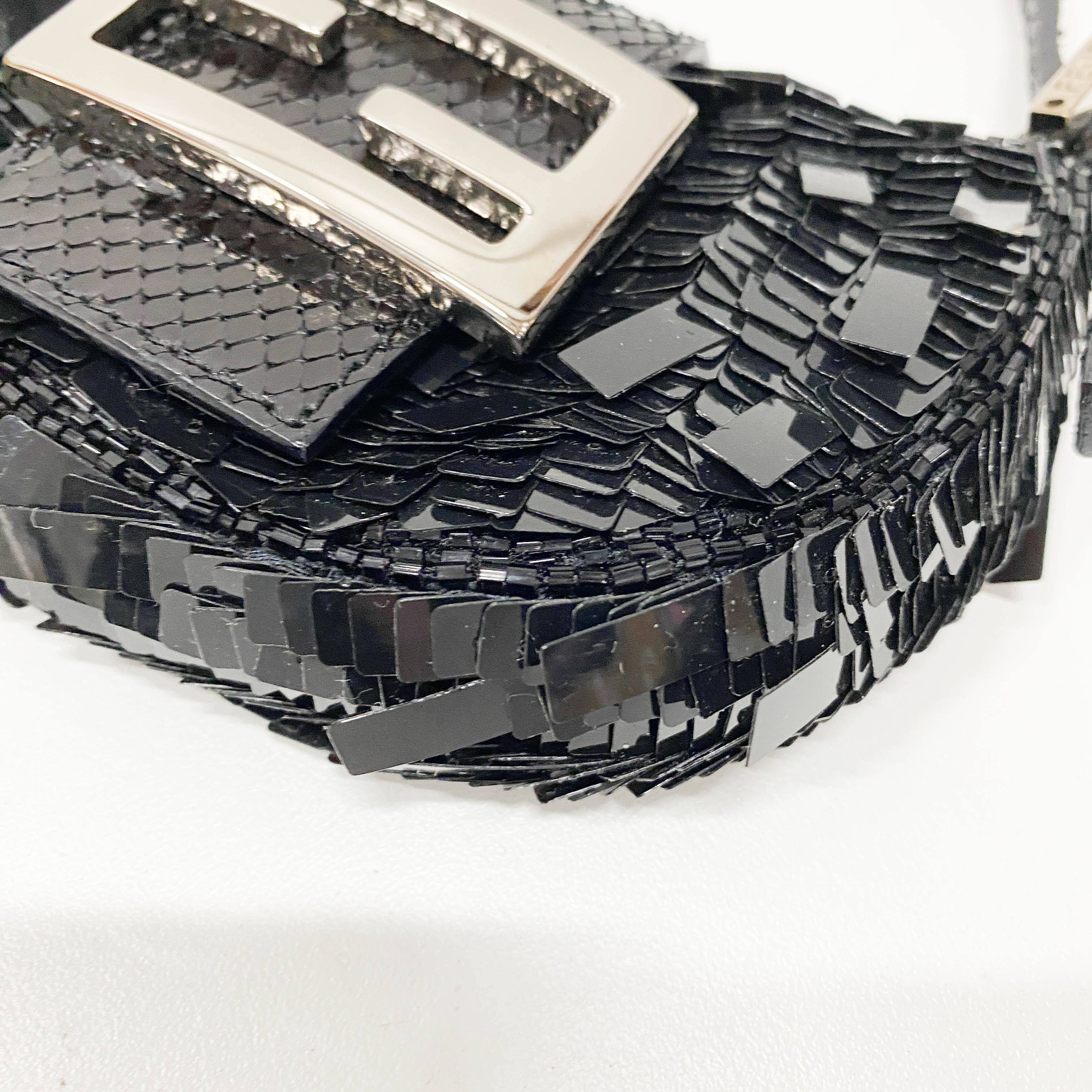 Croissant Mini Black Sequin Handbag