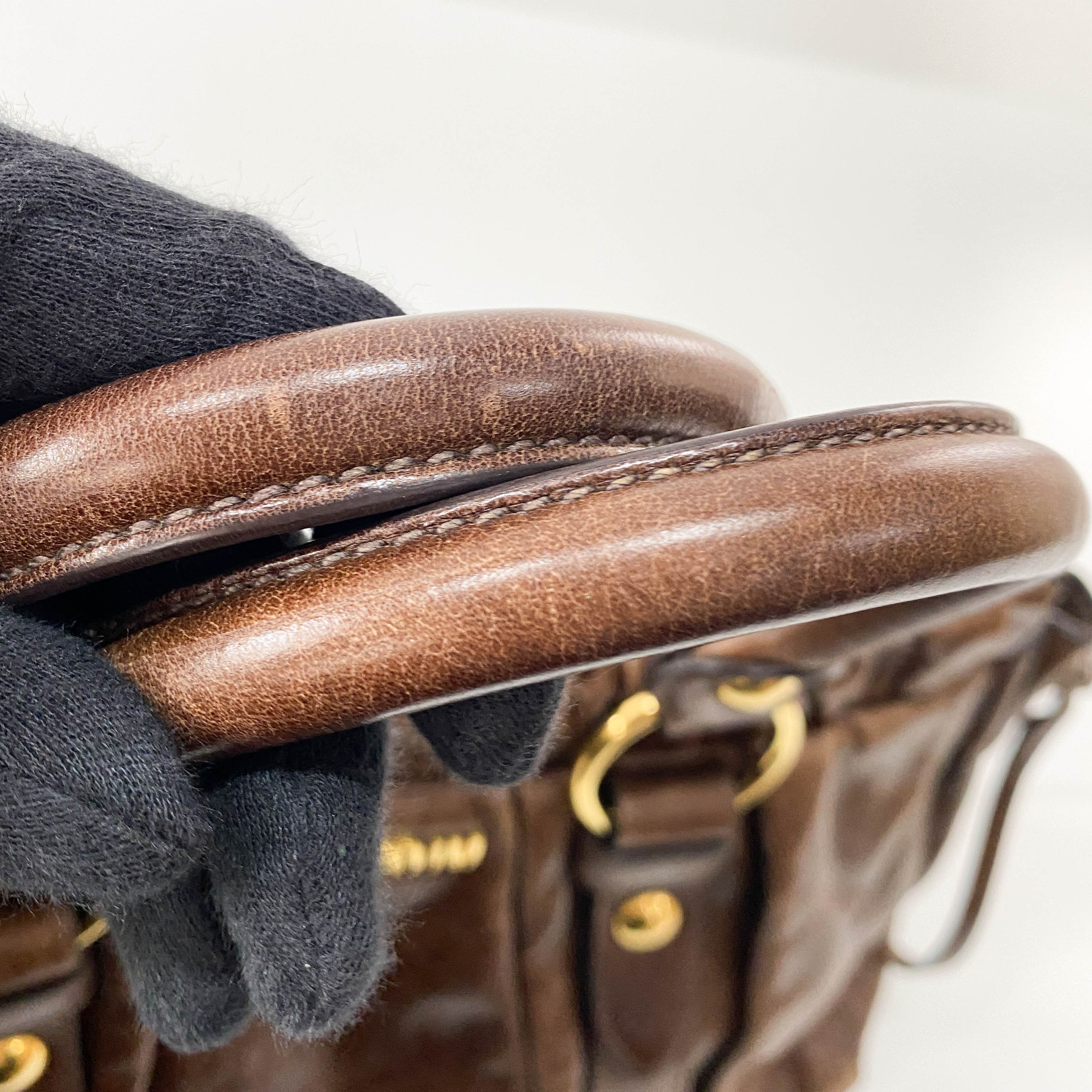 Vitello Brown Leather Top Handle Bag