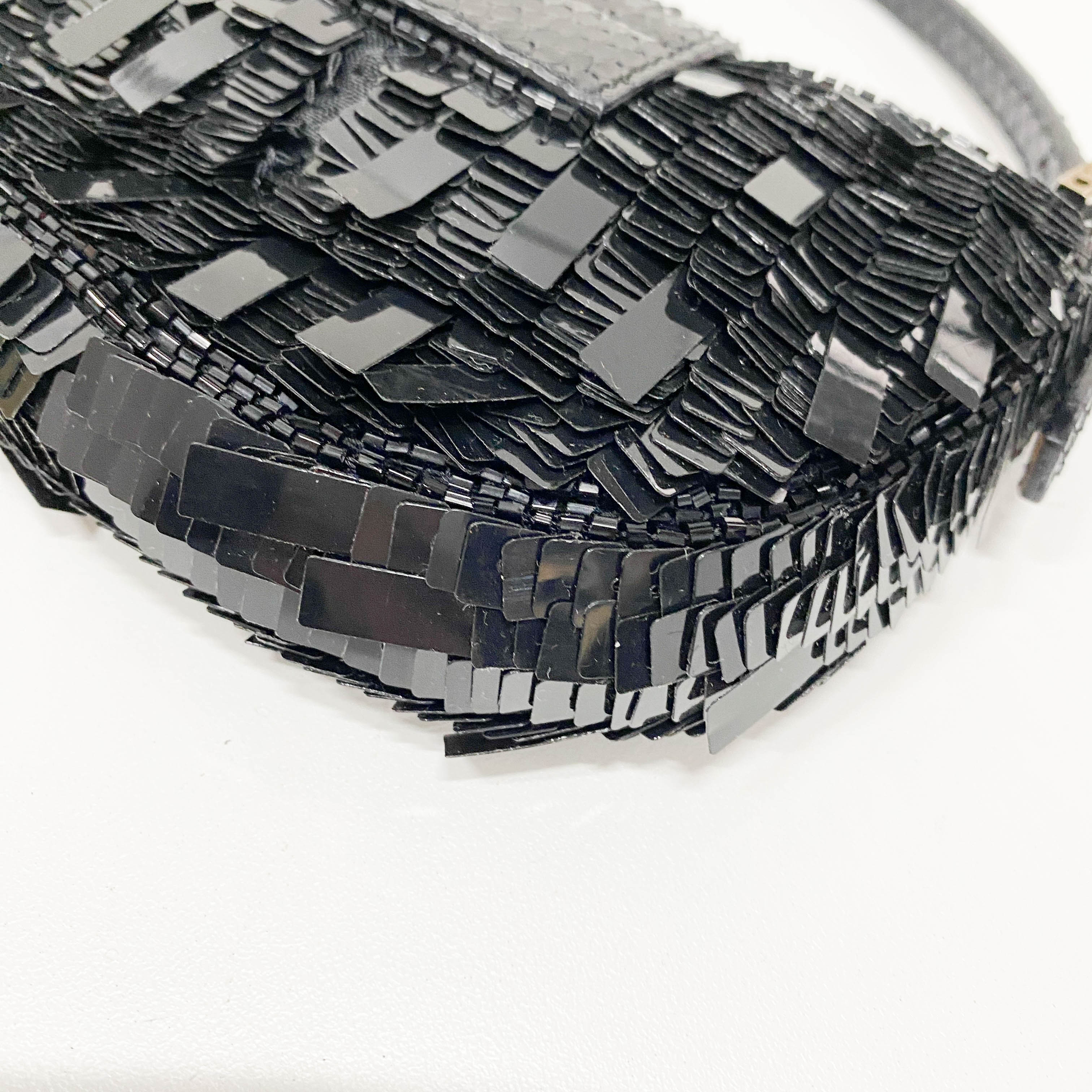 Croissant Mini Black Sequin Handbag