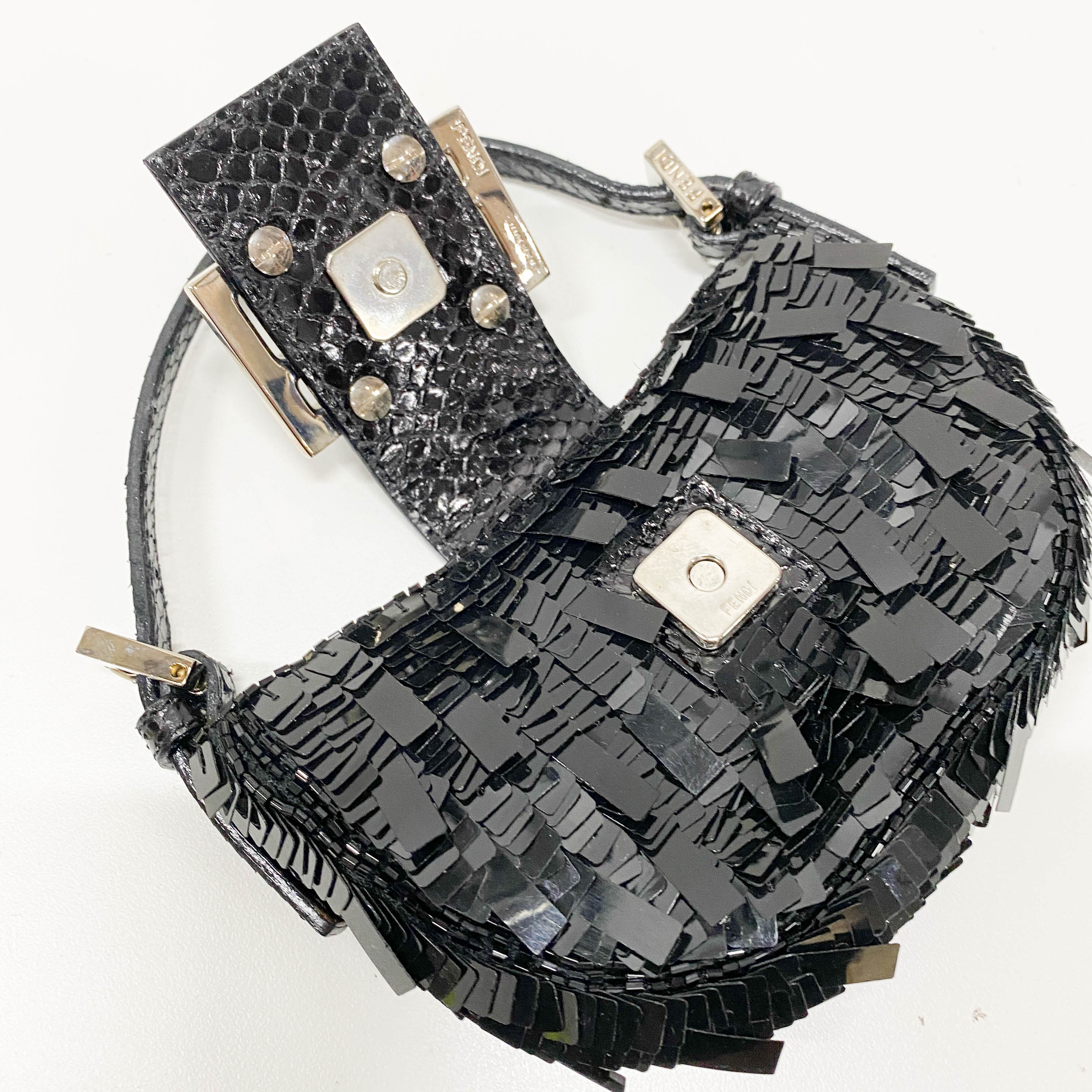 Croissant Mini Black Sequin Handbag
