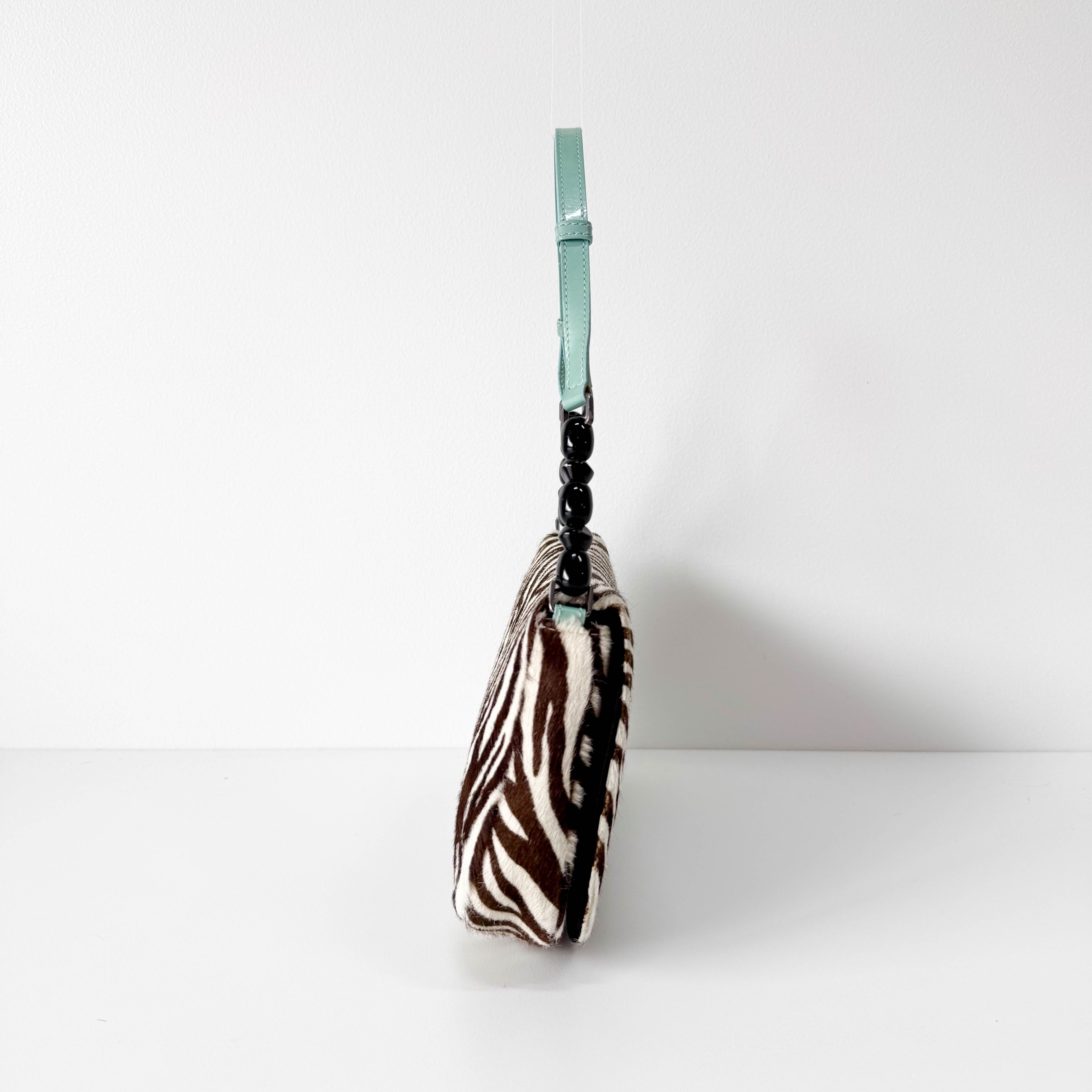 Malice Pearl Zebra Print Pony Hair Shoulder Bag