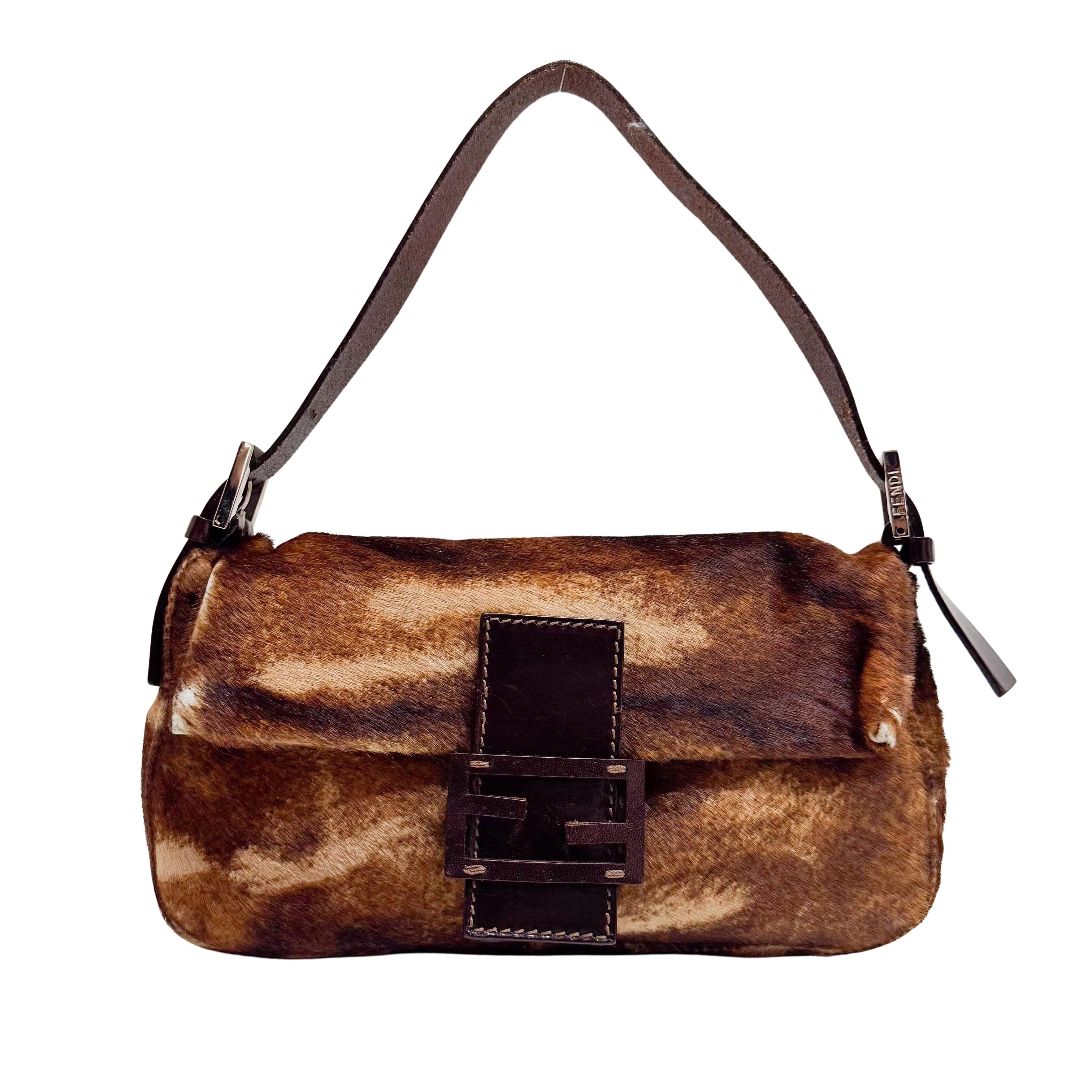 Baguette Brown Pony Hair Shoulder Bag