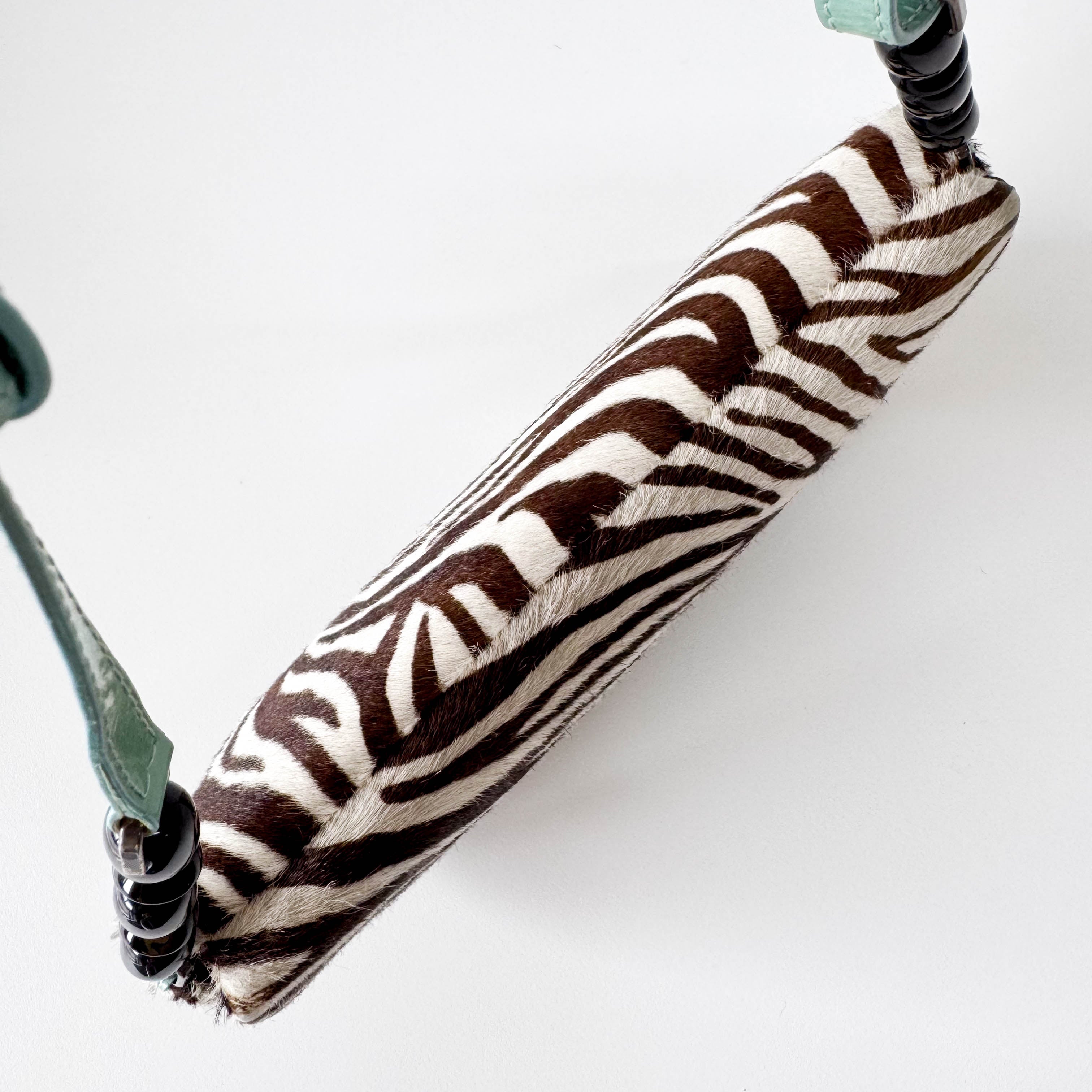 Malice Pearl Zebra Print Pony Hair Shoulder Bag