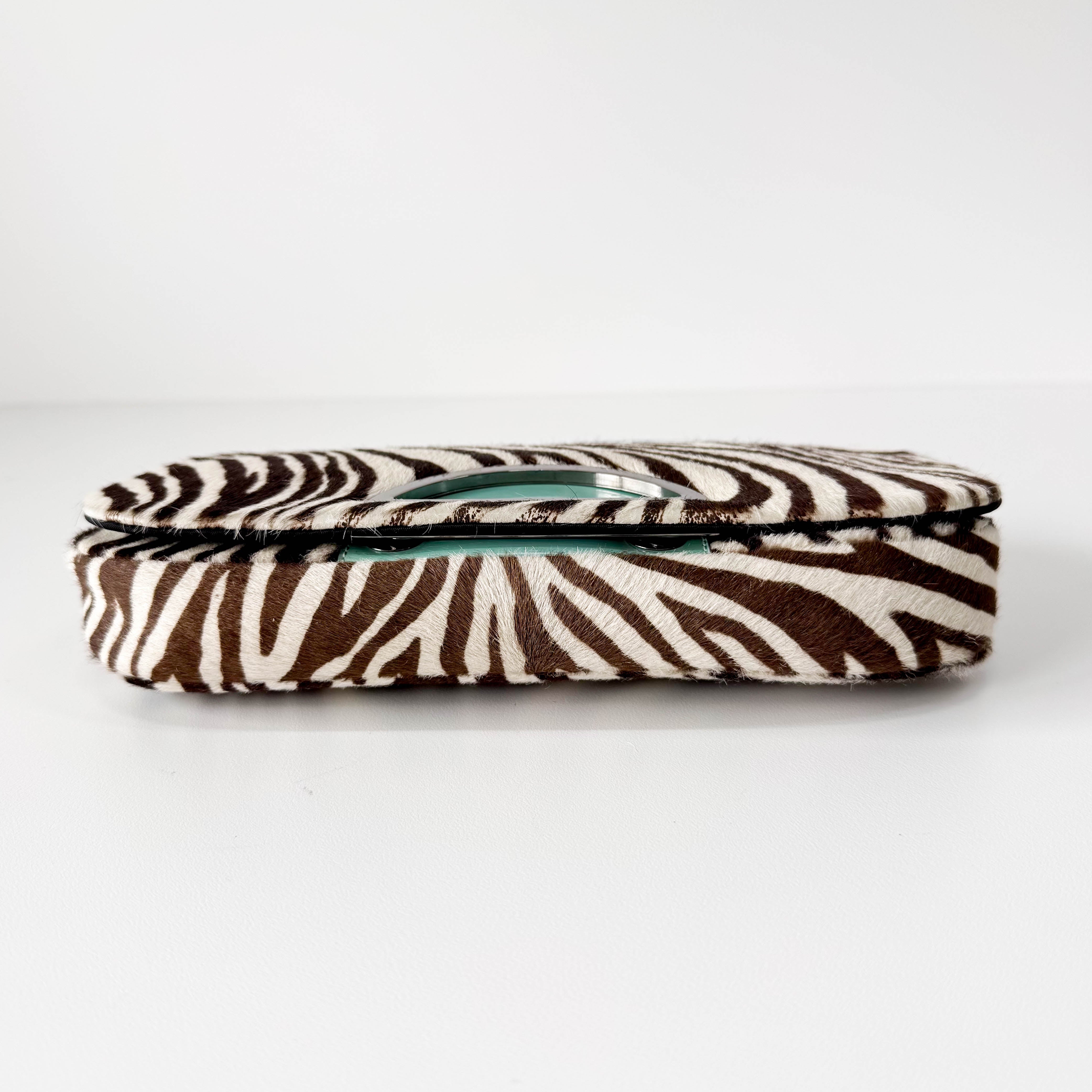 Malice Pearl Zebra Print Pony Hair Shoulder Bag