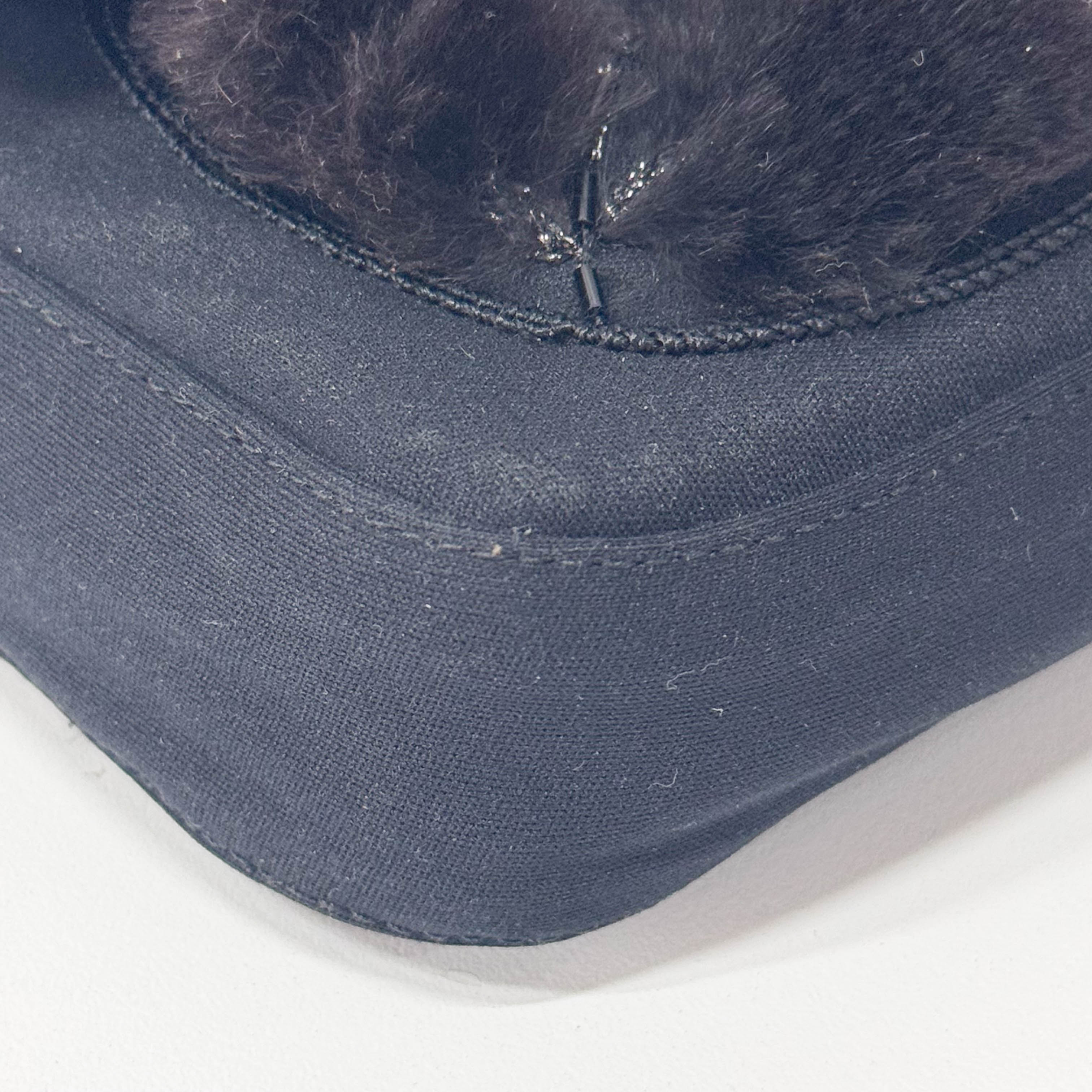 Baguette Black Neoprene Fur Rhinestone Hardware Shoulder Bag