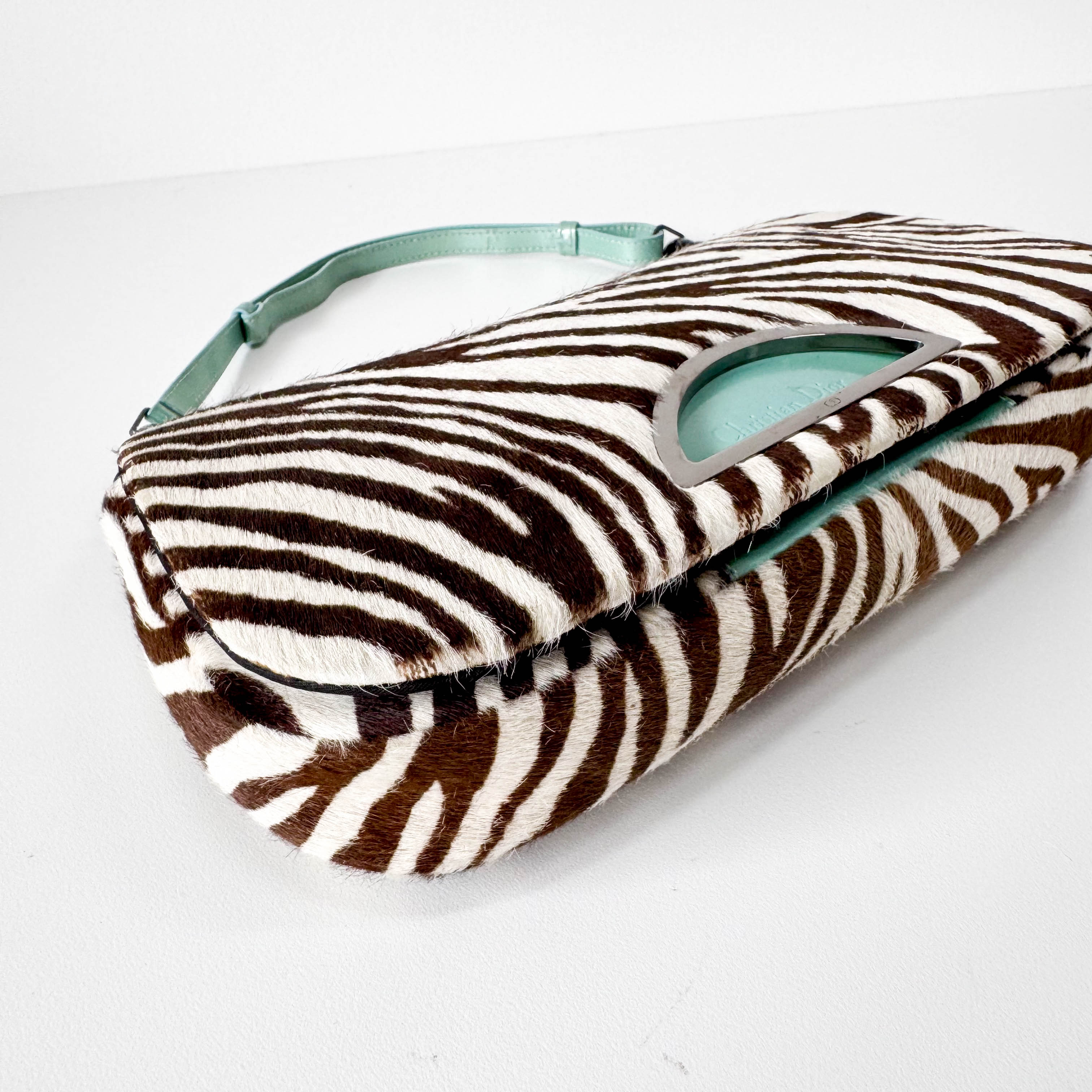 Malice Pearl Zebra Print Pony Hair Shoulder Bag