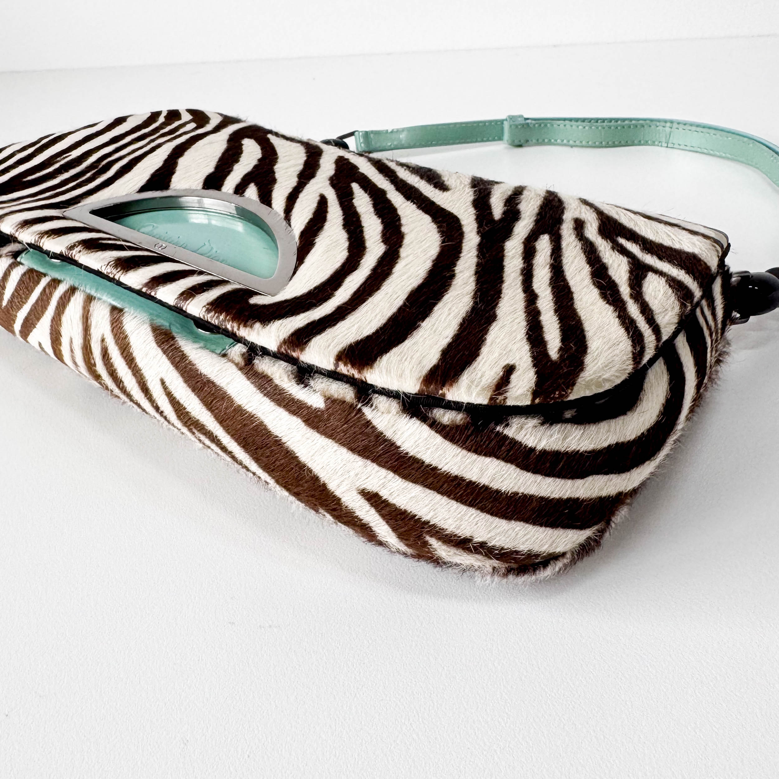 Malice Pearl Zebra Print Pony Hair Shoulder Bag