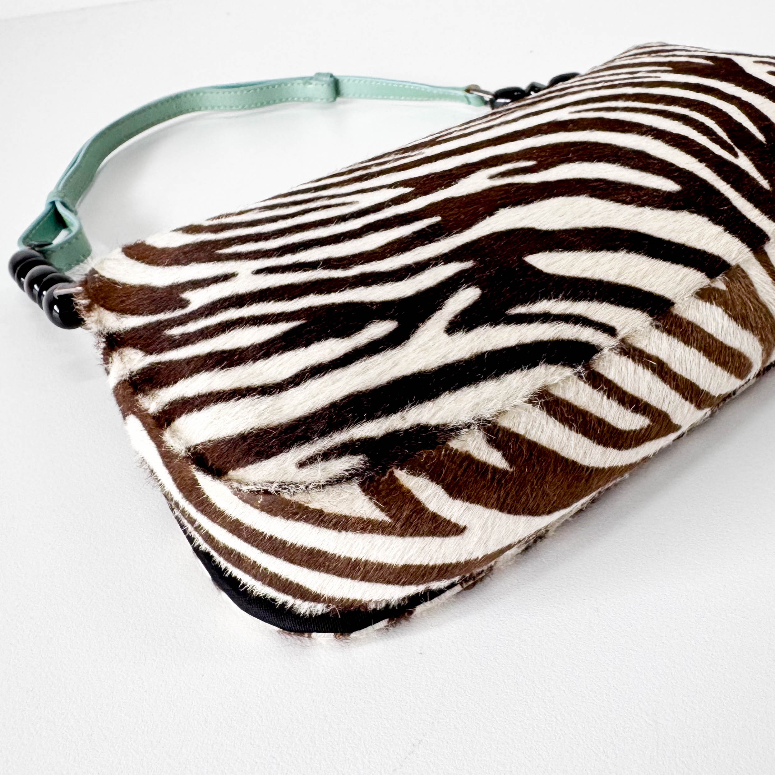 Malice Pearl Zebra Print Pony Hair Shoulder Bag