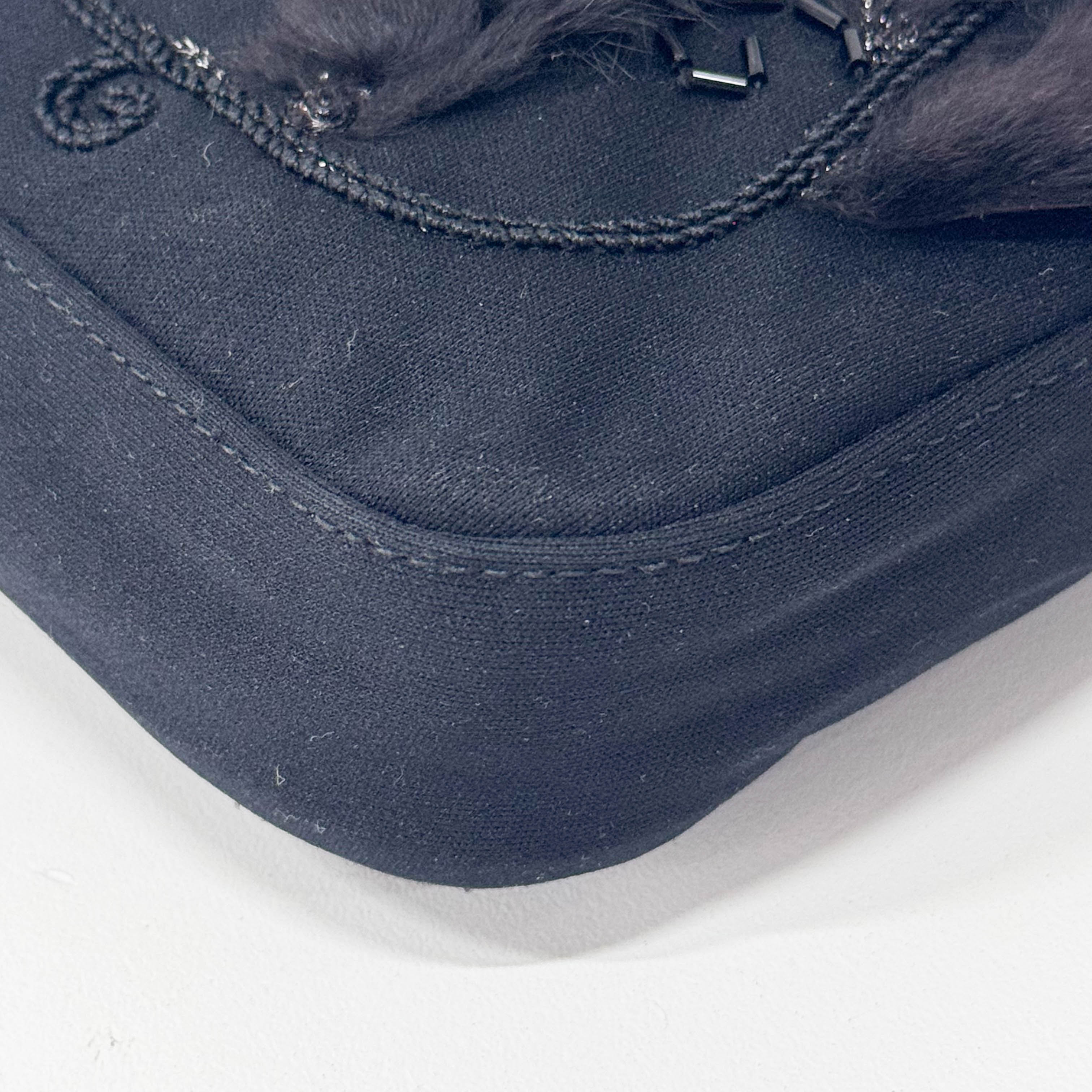 Baguette Black Neoprene Fur Rhinestone Hardware Shoulder Bag