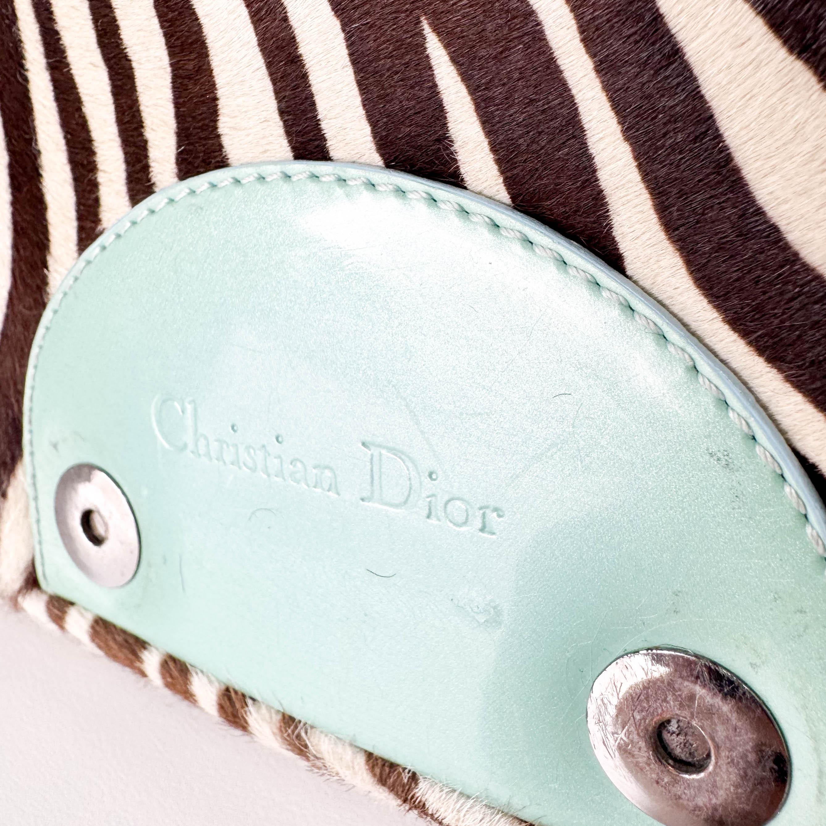 Malice Pearl Zebra Print Pony Hair Shoulder Bag