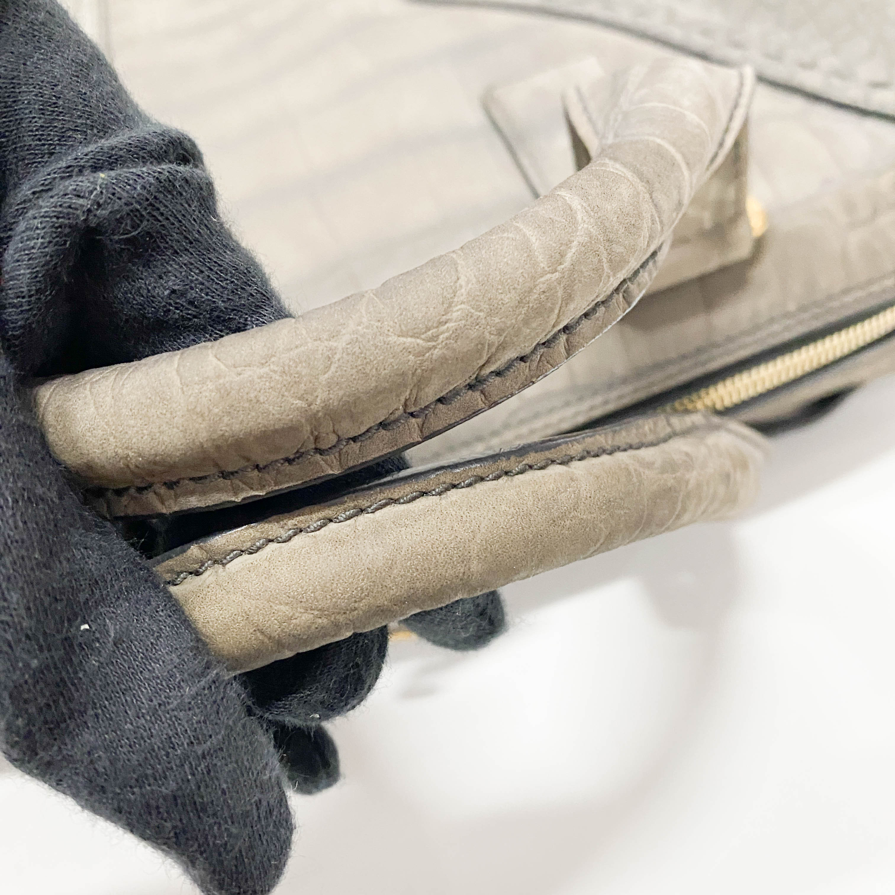 Grey Croc Embossed Leather Tote Handbag