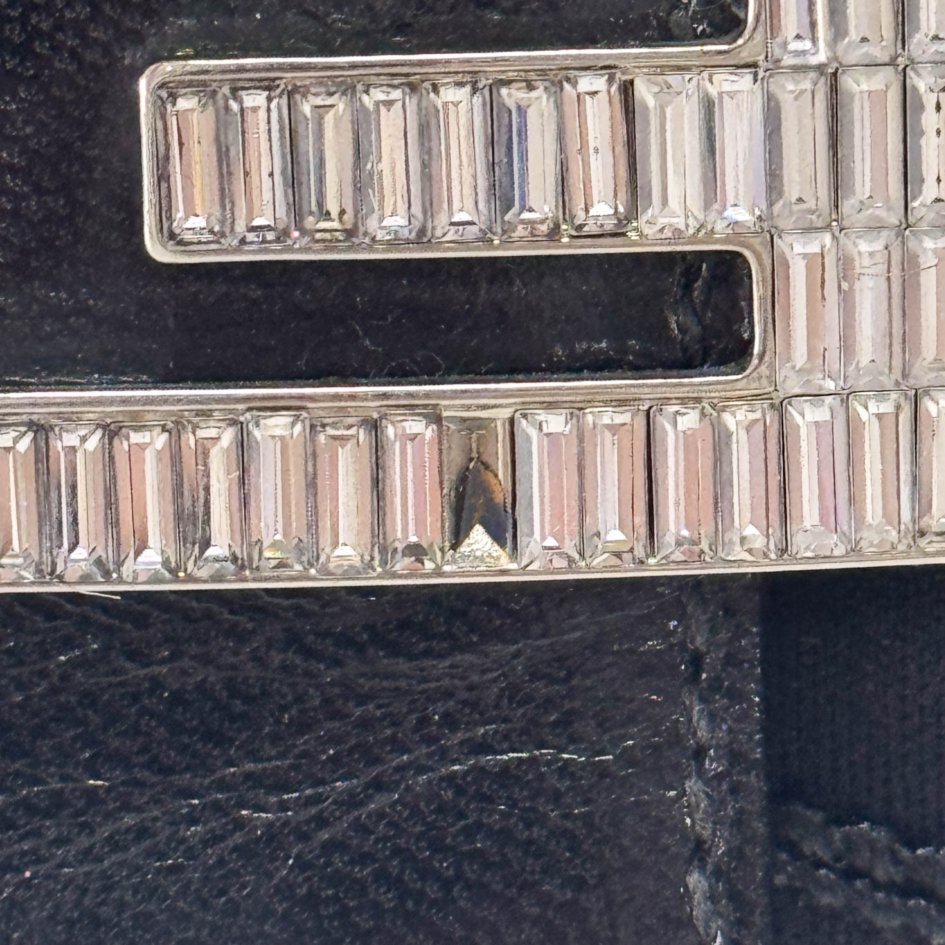 Baguette Black Neoprene Fur Rhinestone Hardware Shoulder Bag