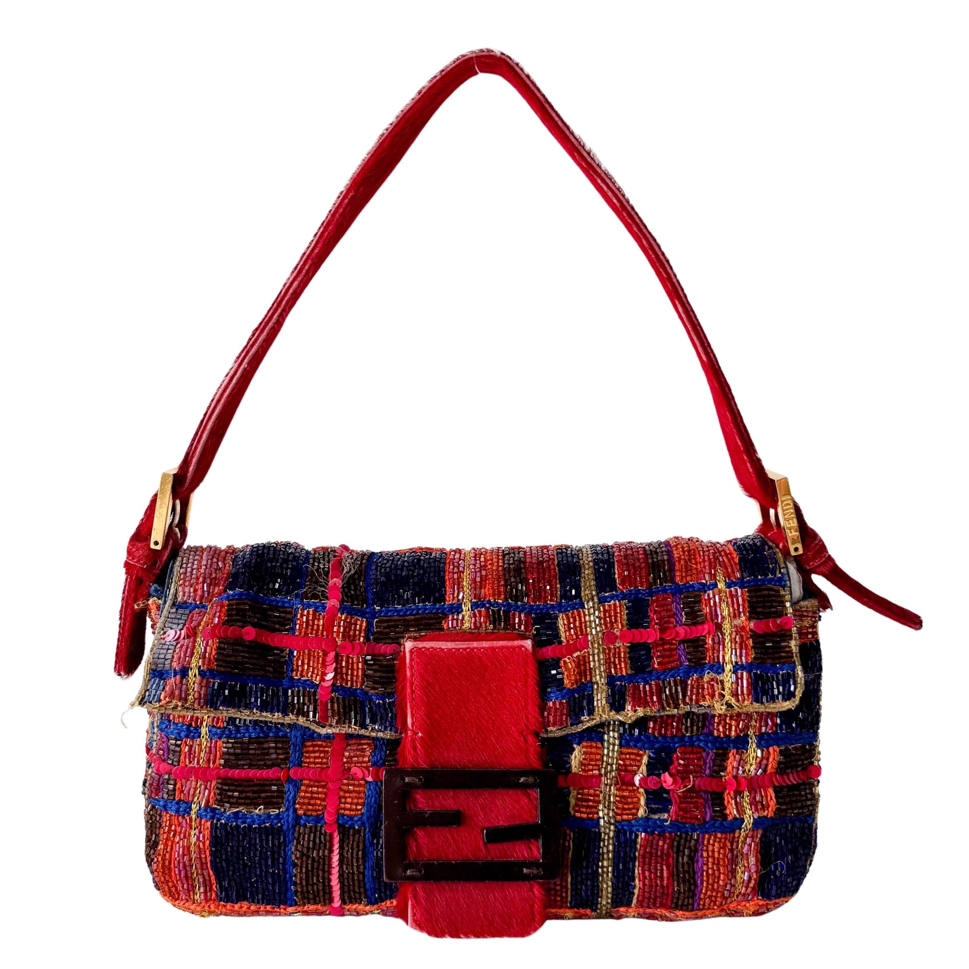 Baguette Multicolor Beaded Shoulder Bag