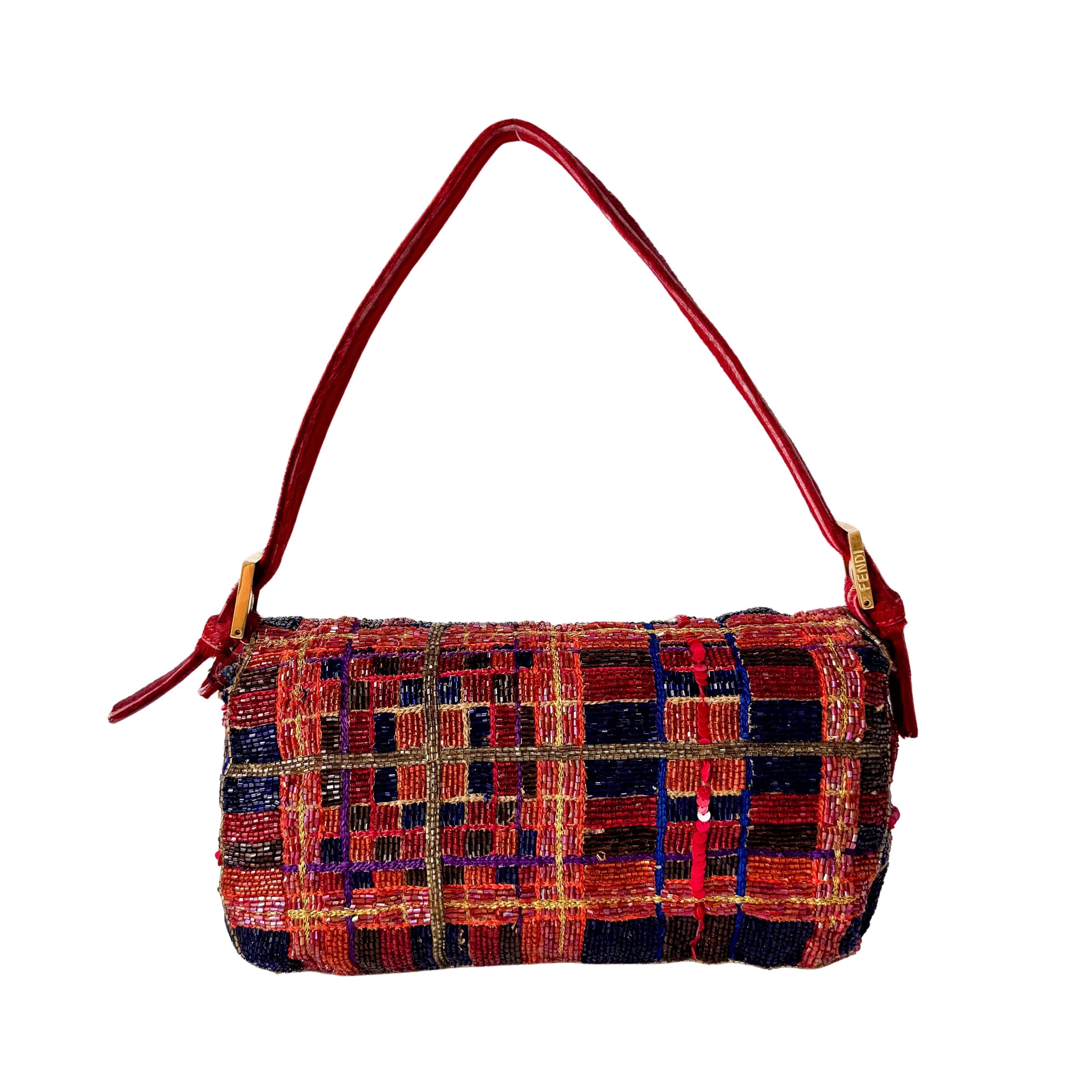 Baguette Multicolor Beaded Shoulder Bag