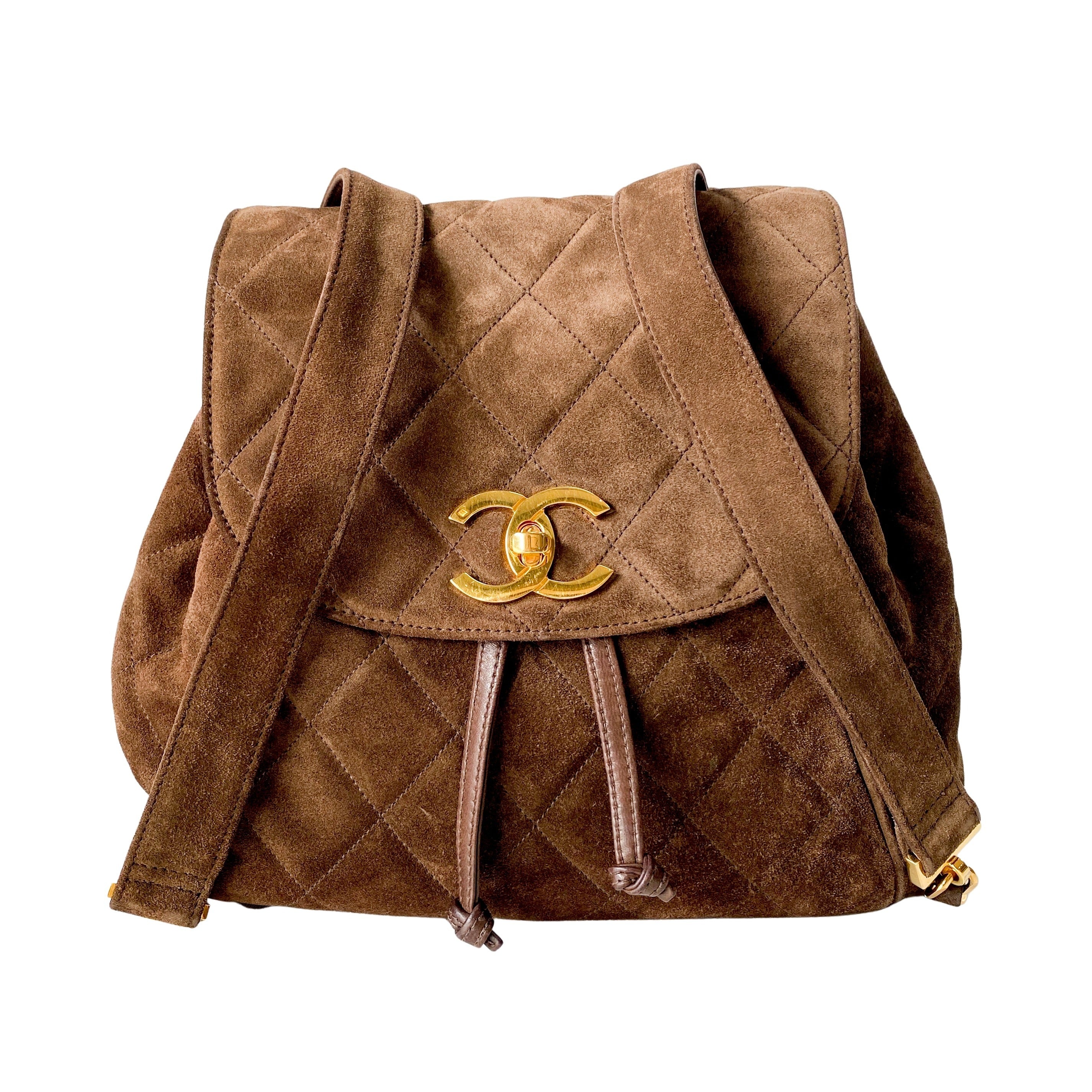 Matelassé Brown Suede Backpack