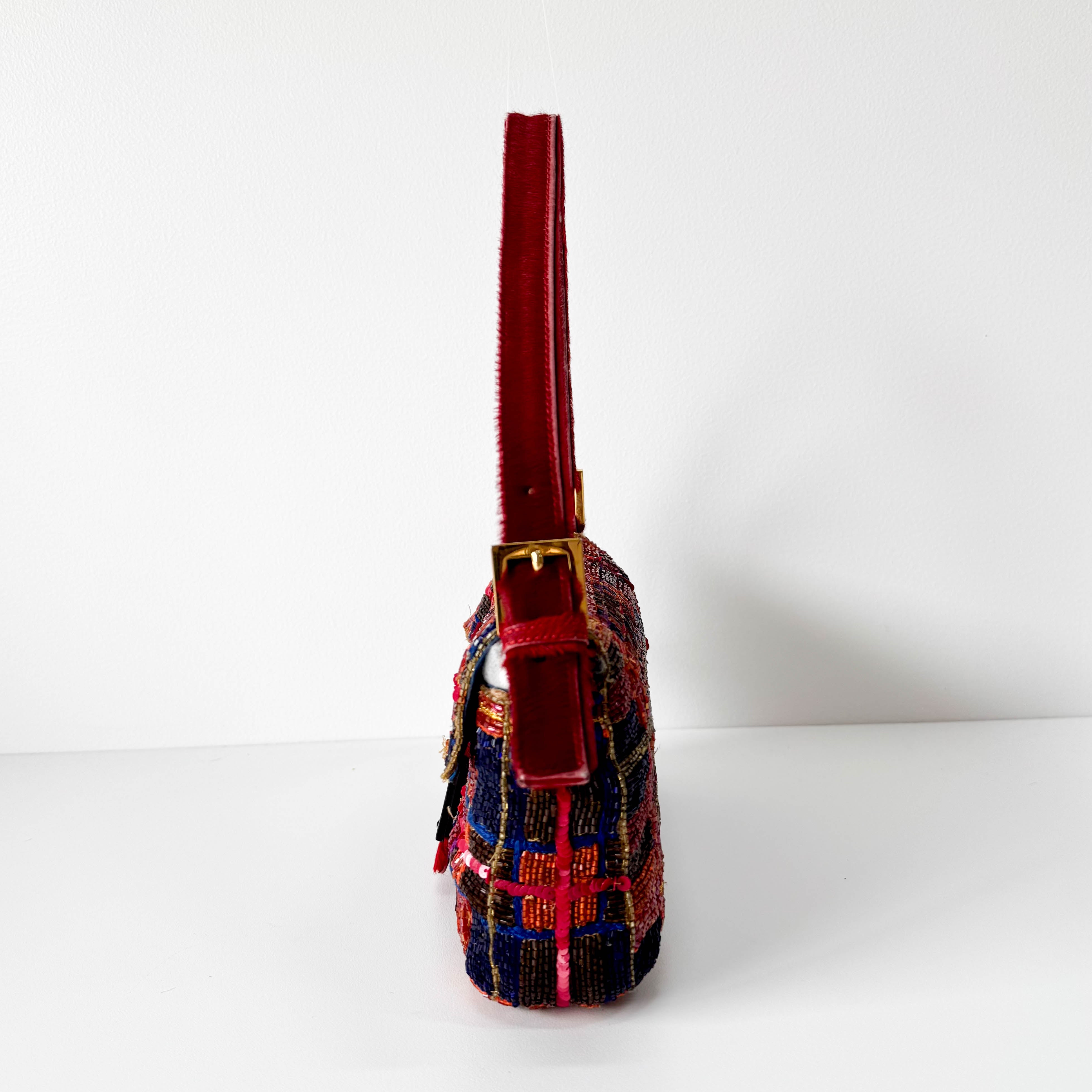 Baguette Multicolor Beaded Shoulder Bag