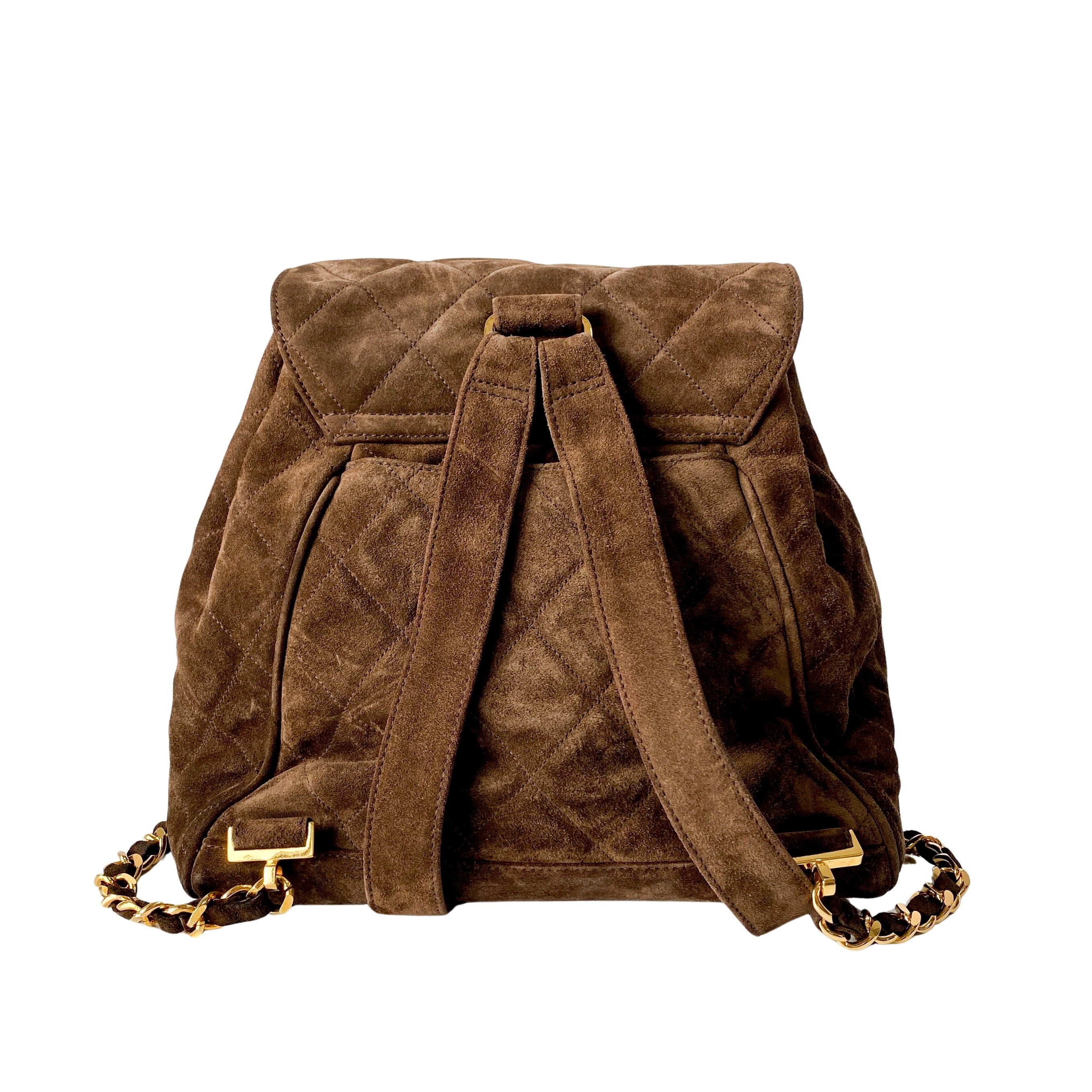 Matelassé Brown Suede Backpack