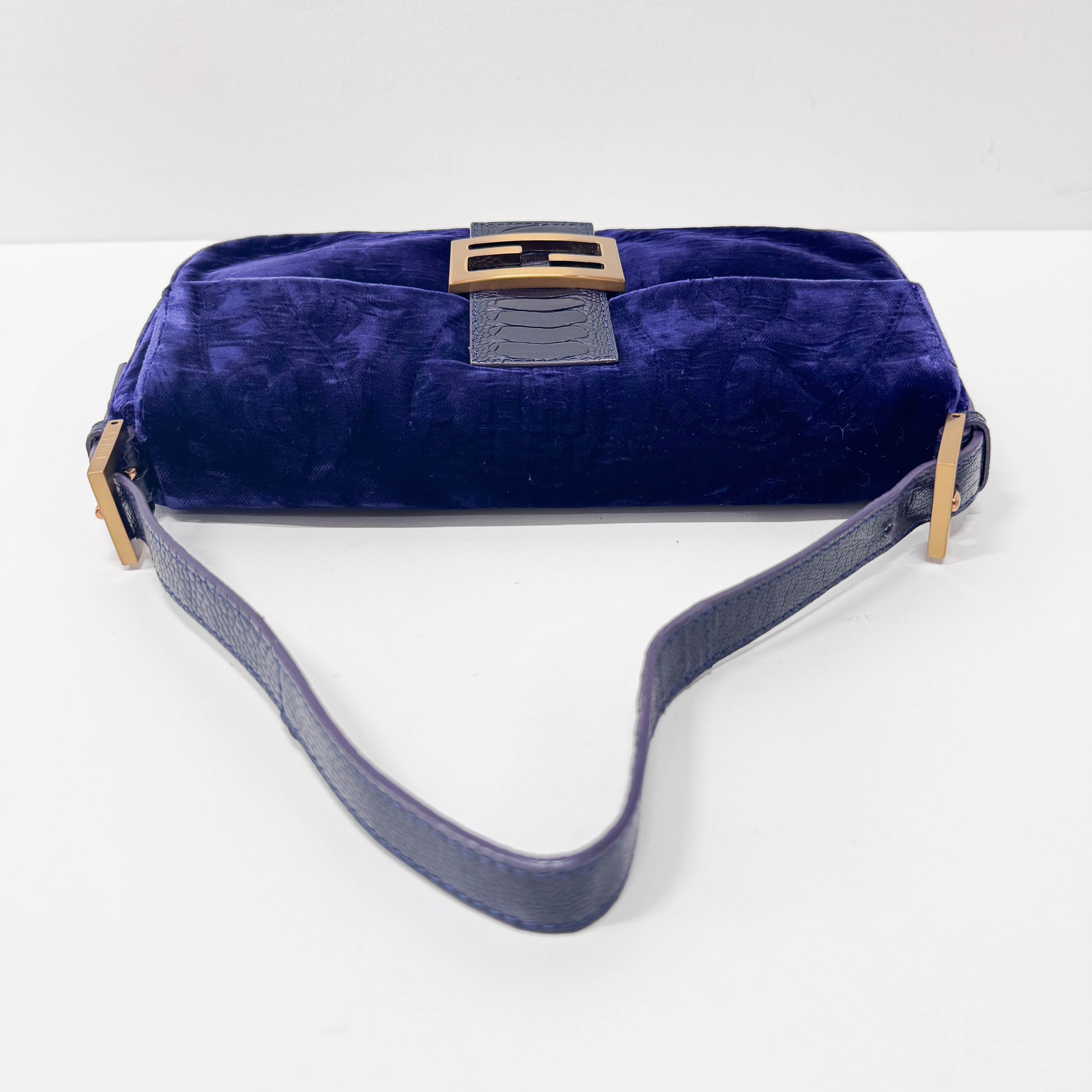 Baguette Purple Velvet Shoulder Bag