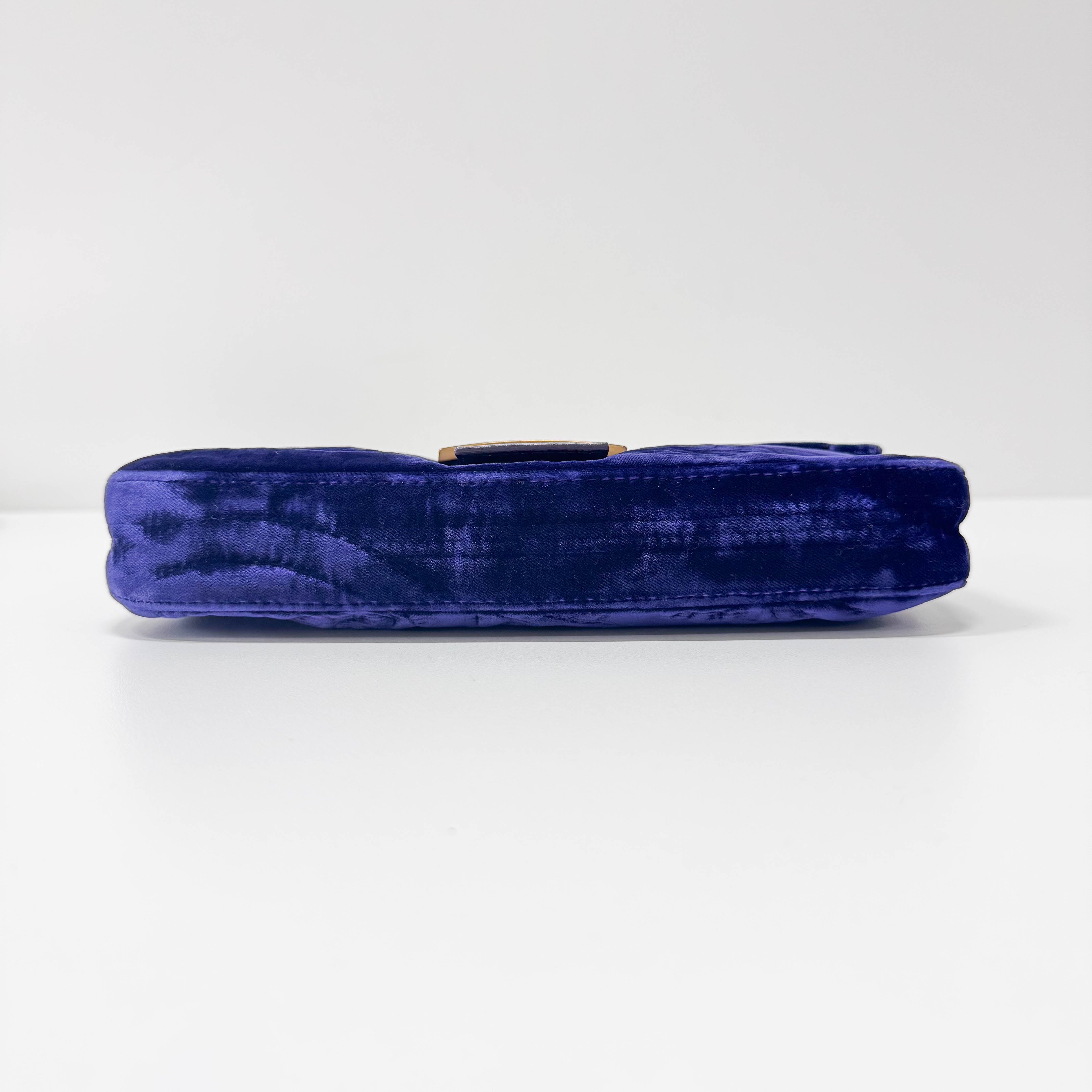 Baguette Purple Velvet Shoulder Bag