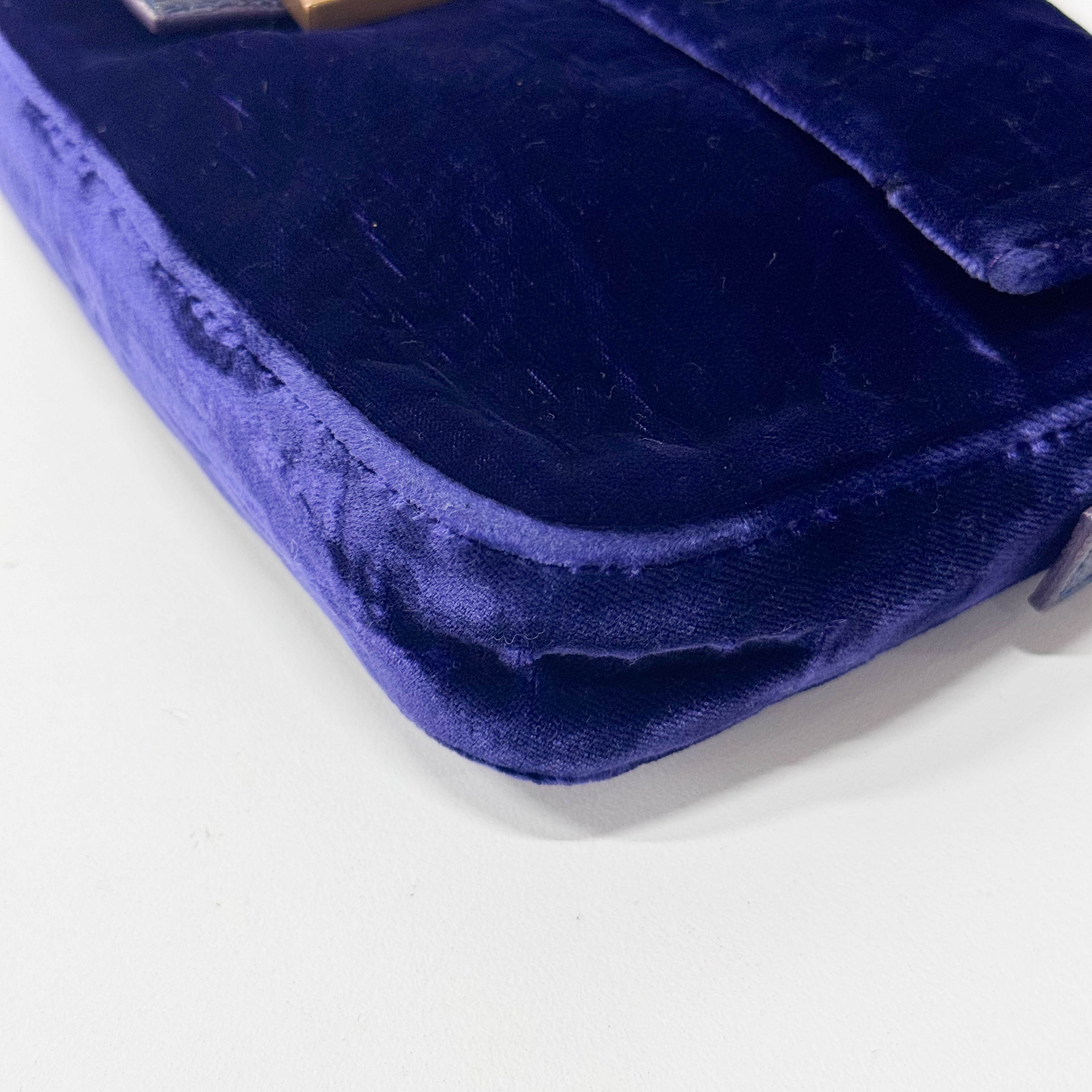 Baguette Purple Velvet Shoulder Bag