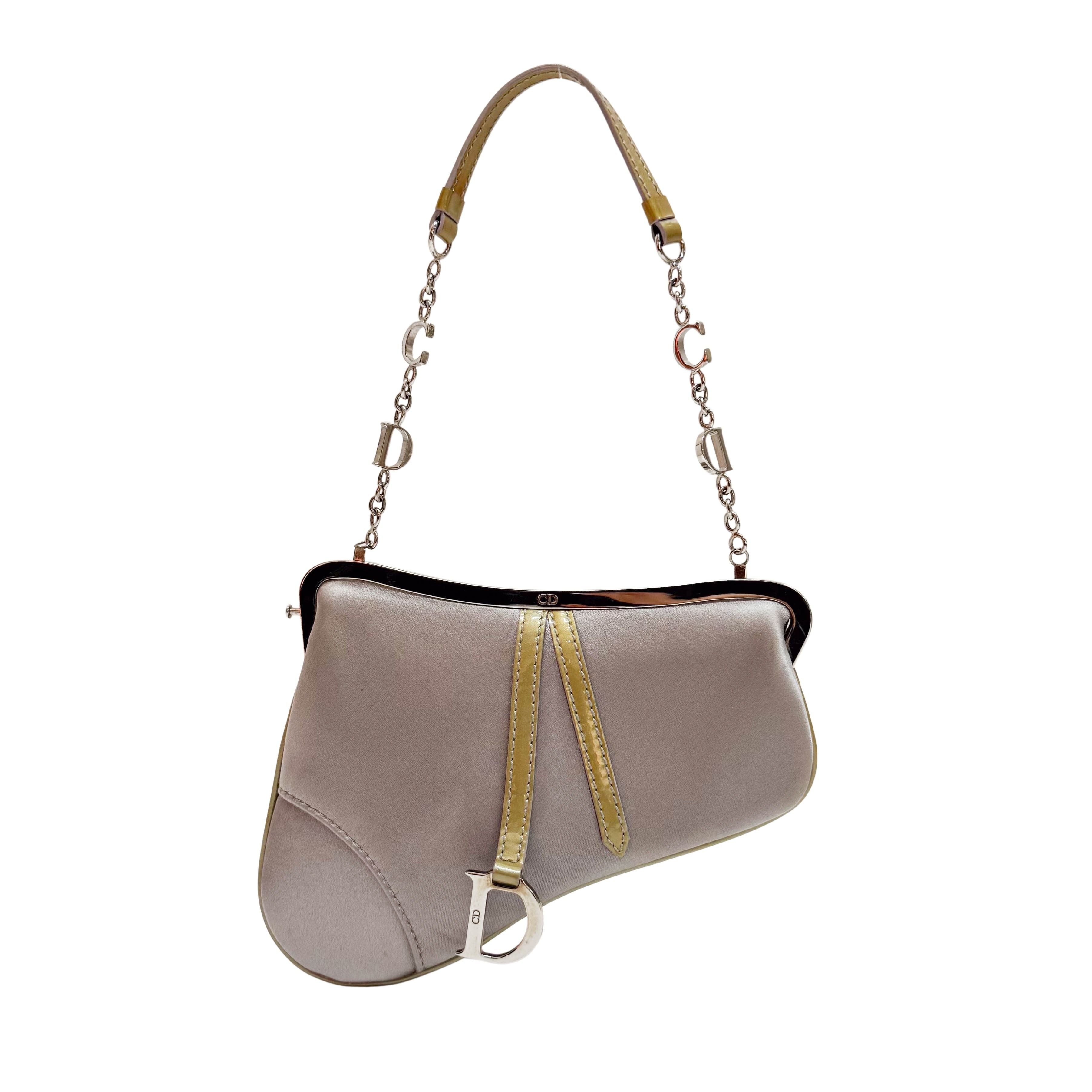 Saddle Mini Grey Satin Clutch Purse Accessory Handbag