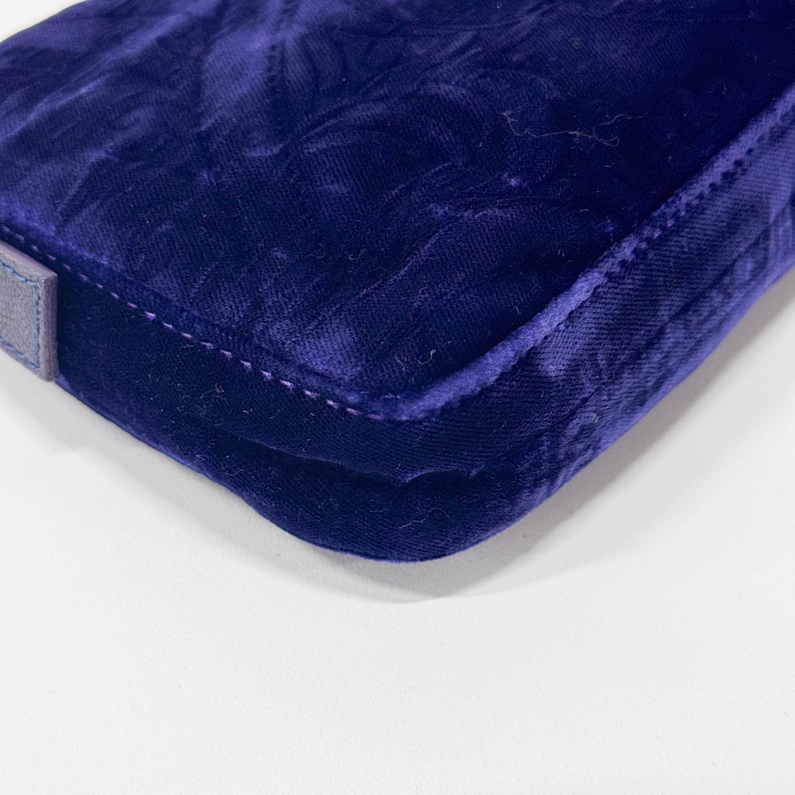 Baguette Purple Velvet Shoulder Bag