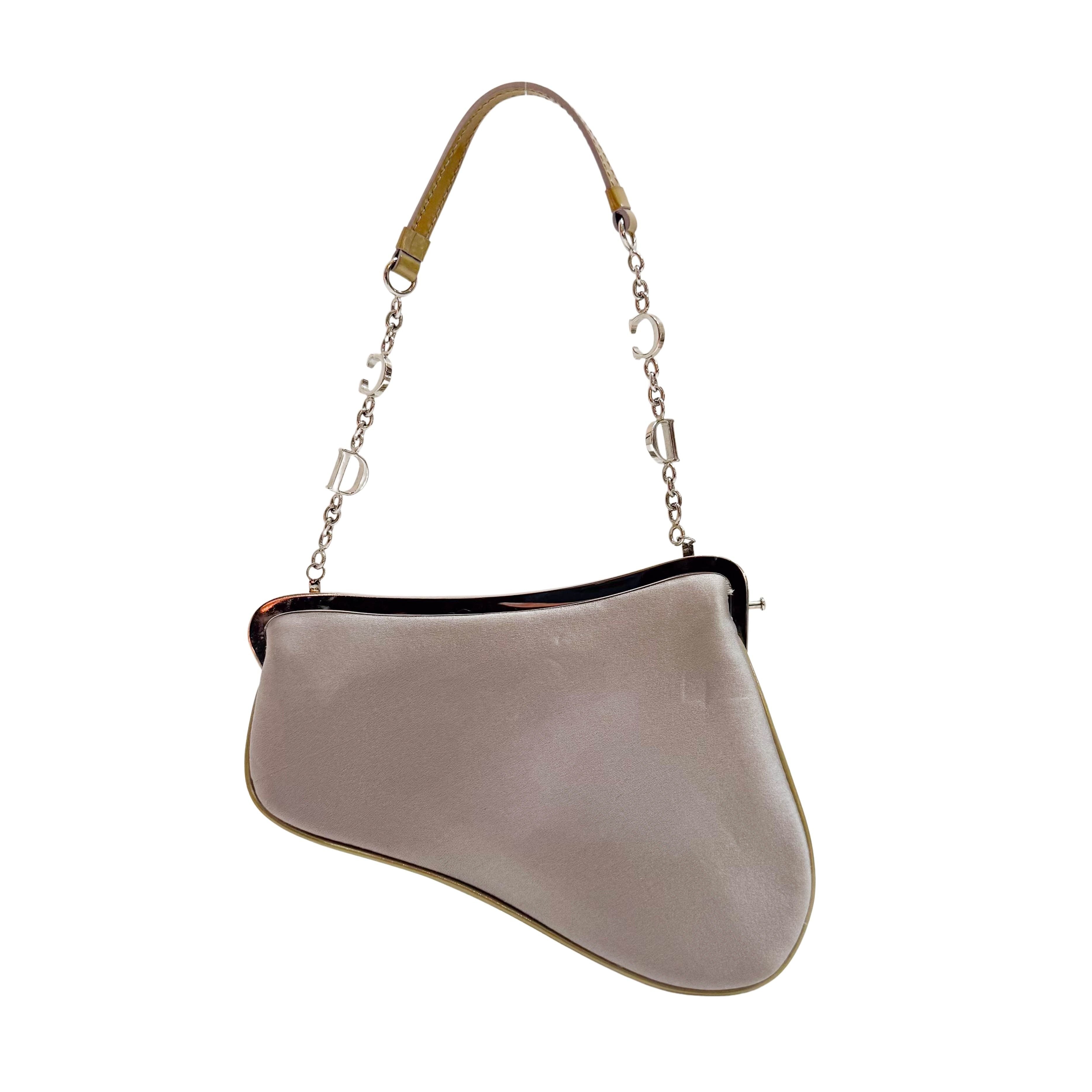 Saddle Mini Grey Satin Clutch Purse Accessory Handbag