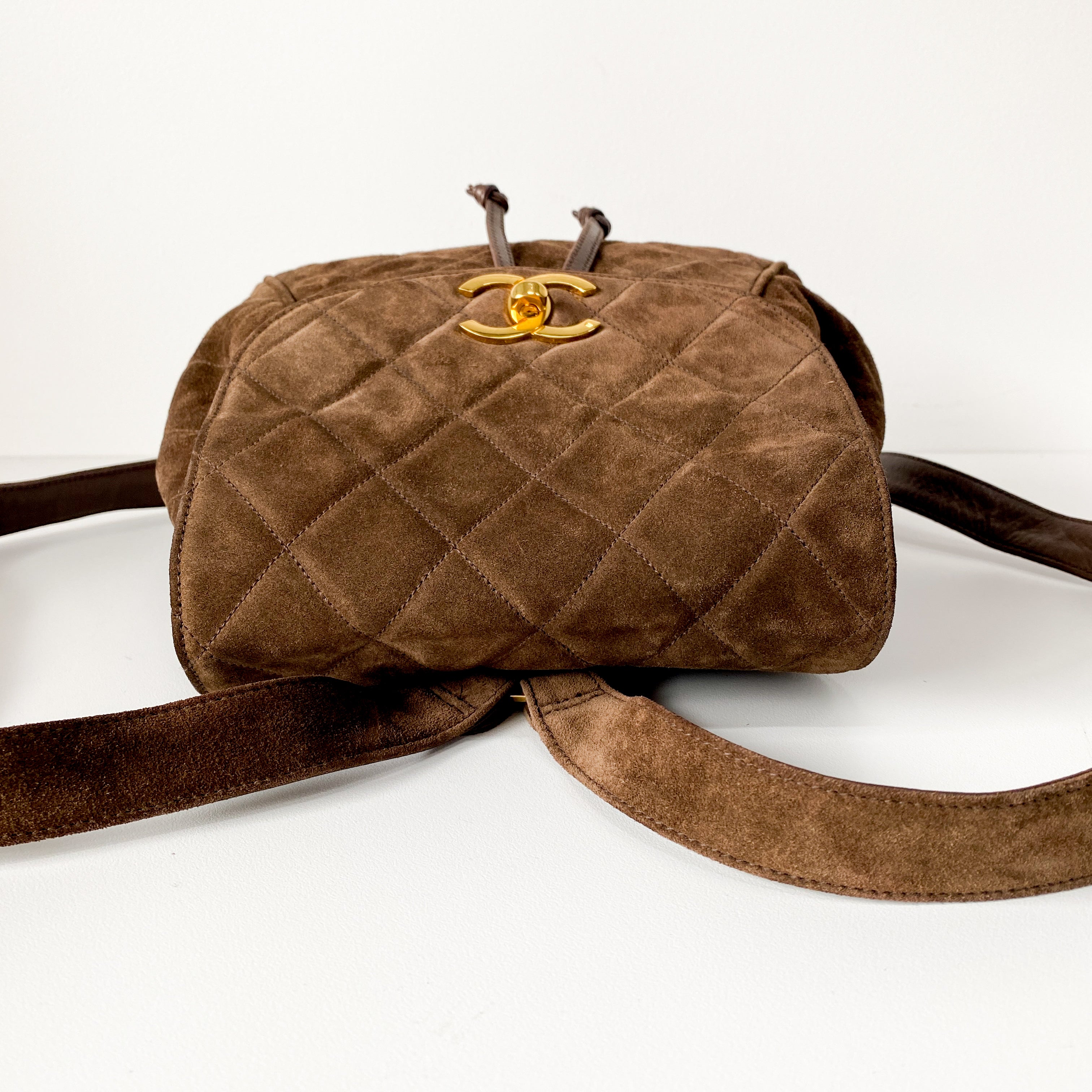 Matelassé Brown Suede Backpack