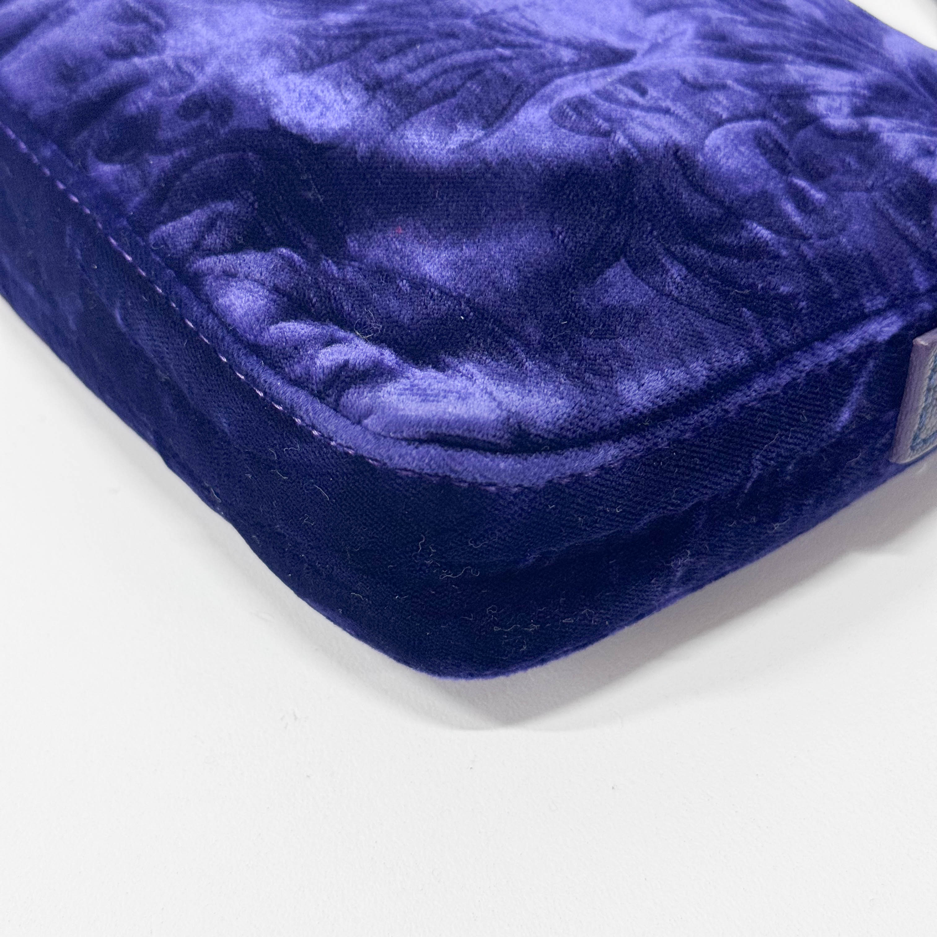 Baguette Purple Velvet Shoulder Bag