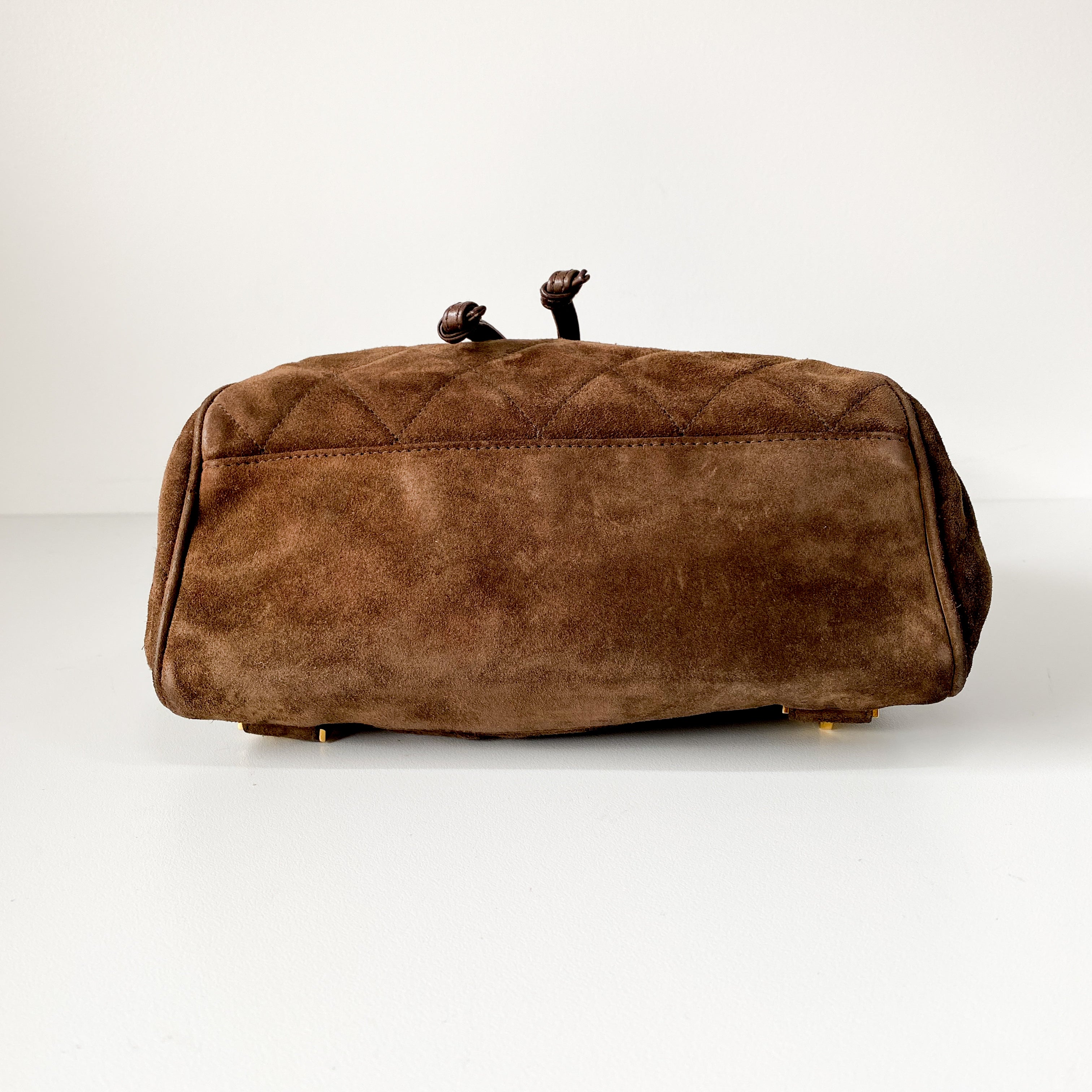 Matelassé Brown Suede Backpack