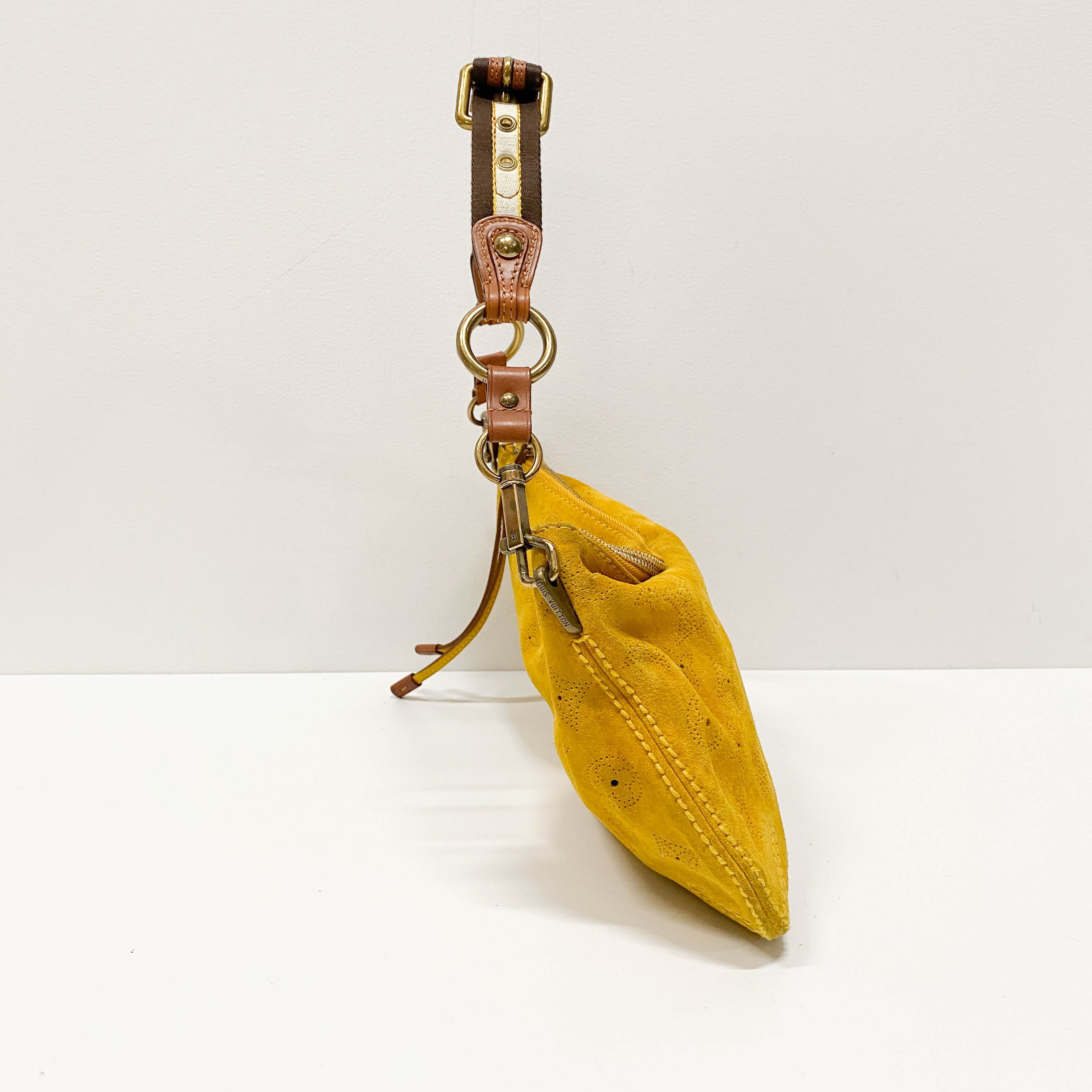 Onatah Yellow Monogram Suede Bag