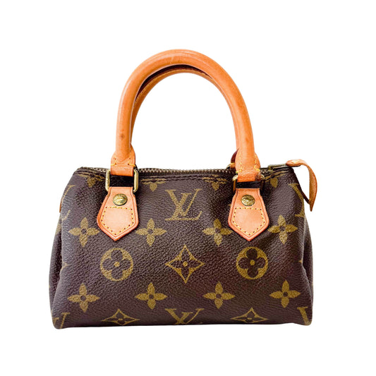 Mini Speedy Brown Monogram Leather Handbag