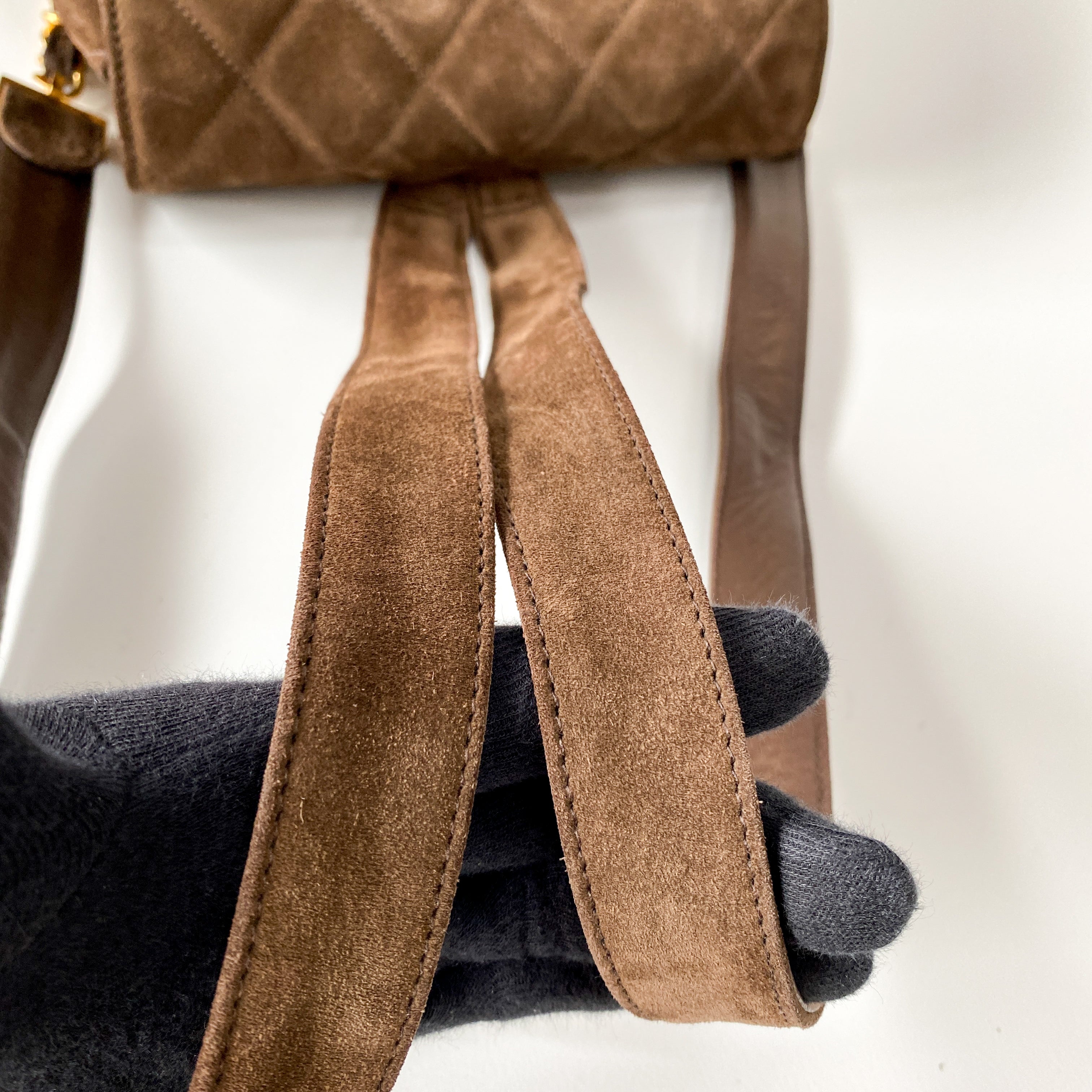 Matelassé Brown Suede Backpack