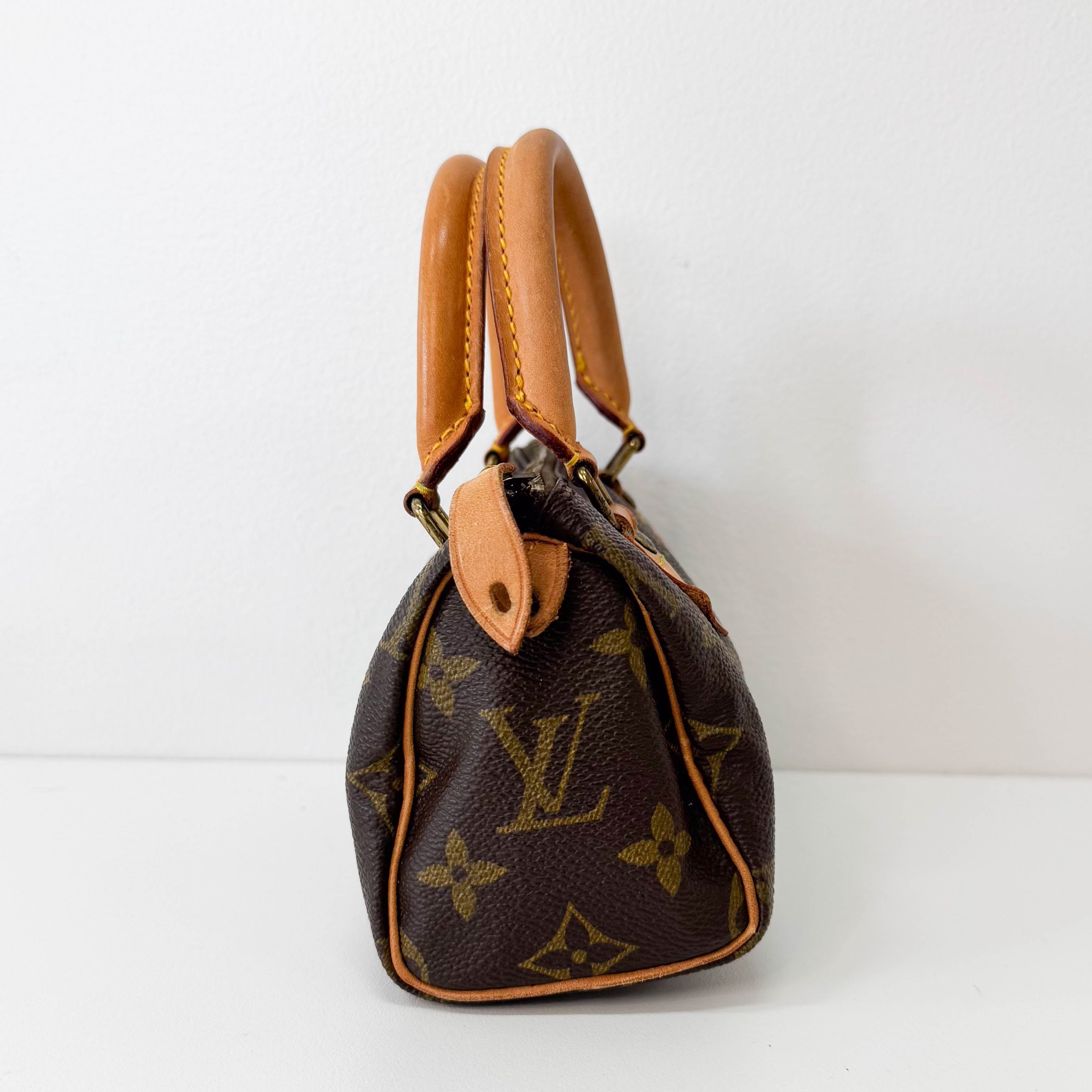 Mini Speedy Brown Monogram Leather Handbag